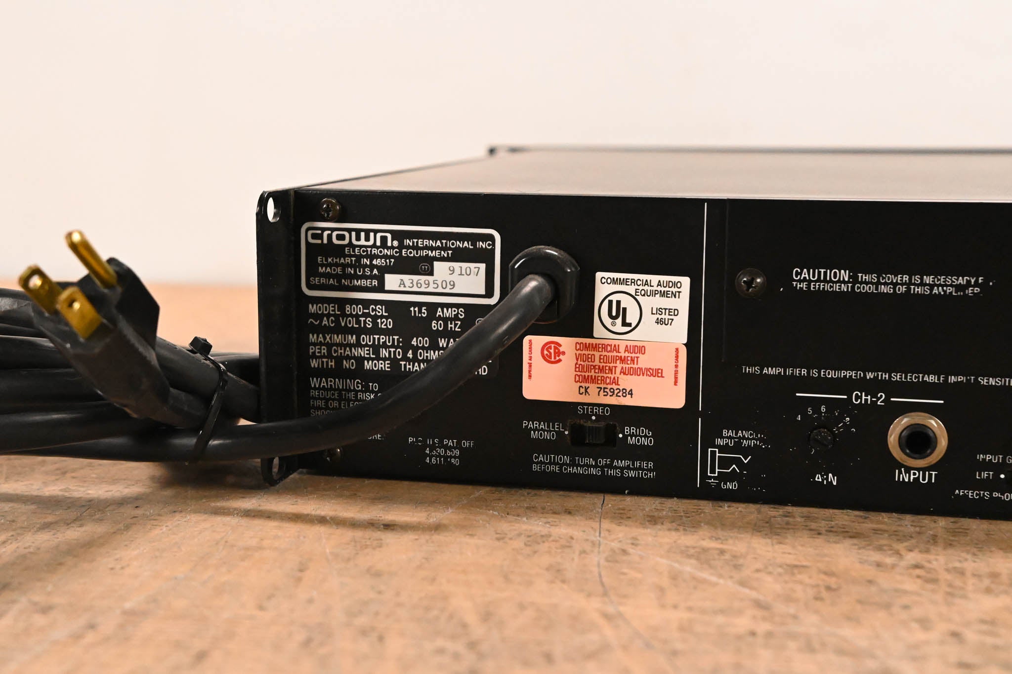 Crown 800 CSL 2-Channel Power Amplifier