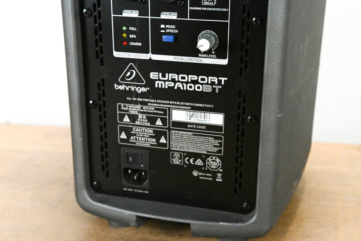 Behringer MPA100BT All-in-One 100W Active Portable PA Speaker