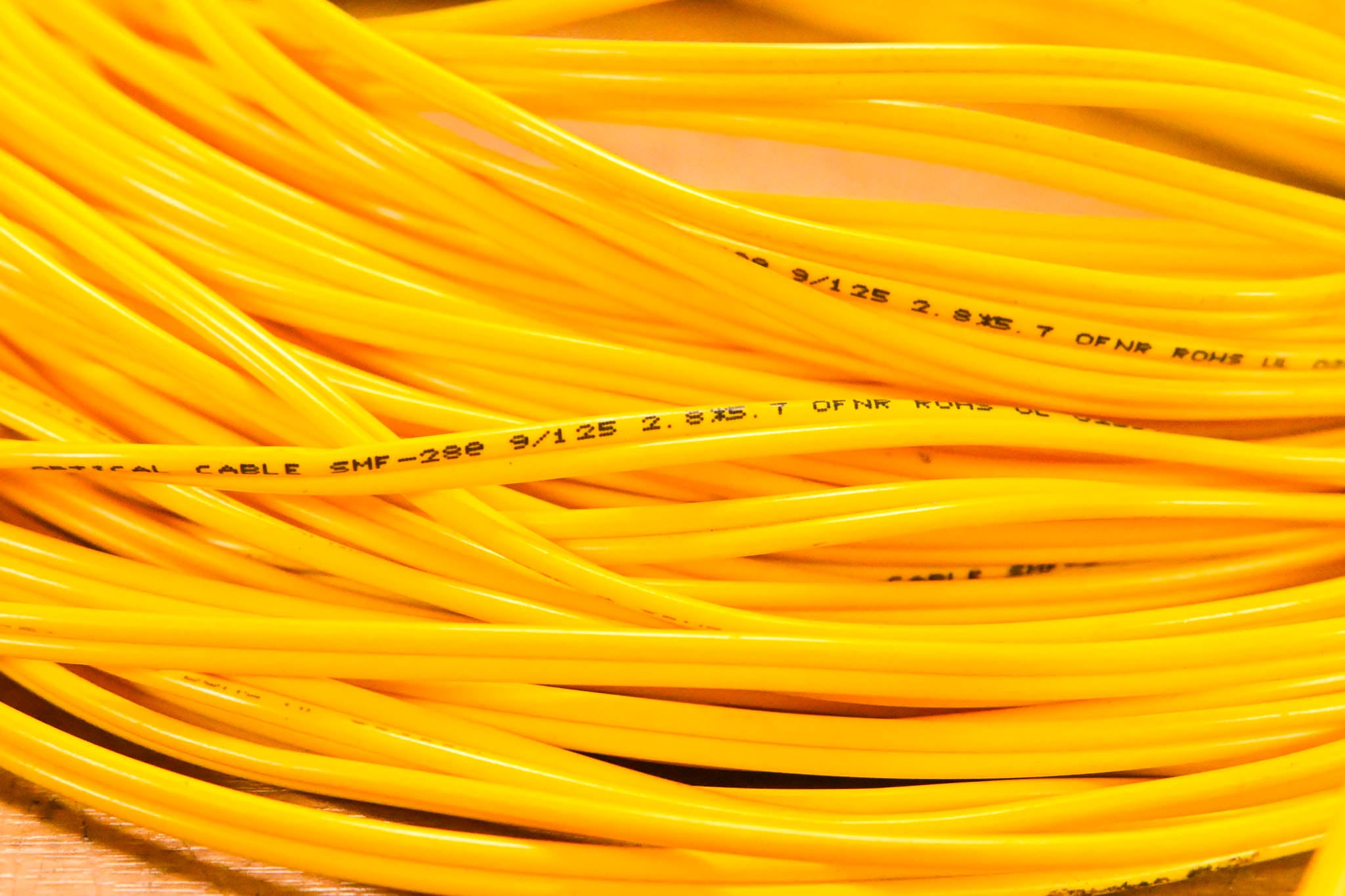 Unbranded ST-ST SMF-28e Single Mode Duplex Fiber Optic Cable - 100'