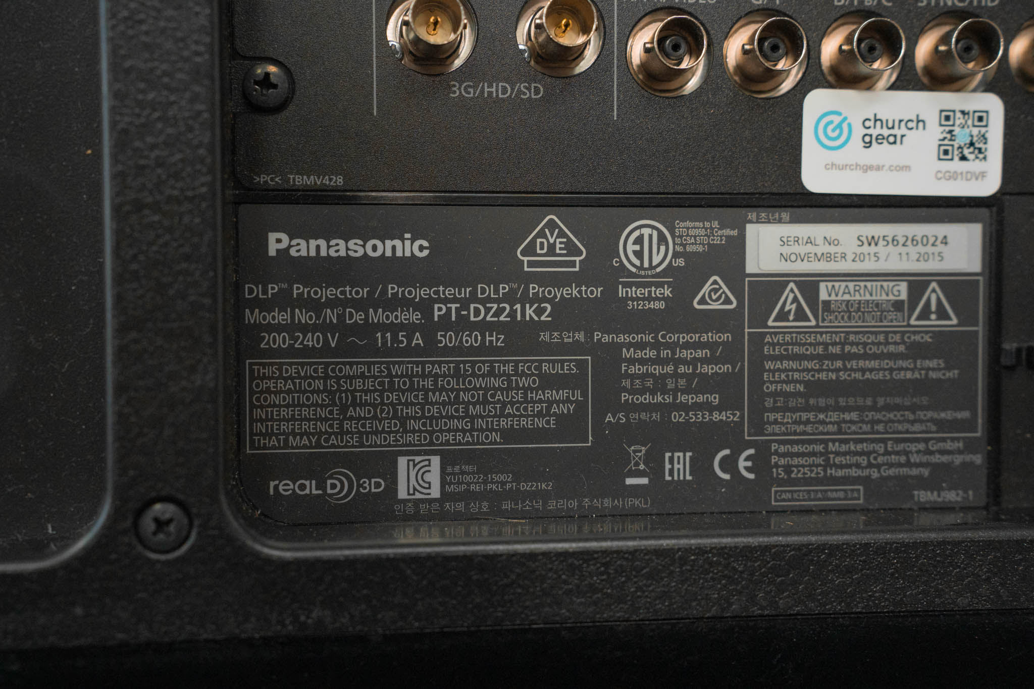 Panasonic PT-DZ21K2 20,000-Lumen WUXGA Large Venue Projector