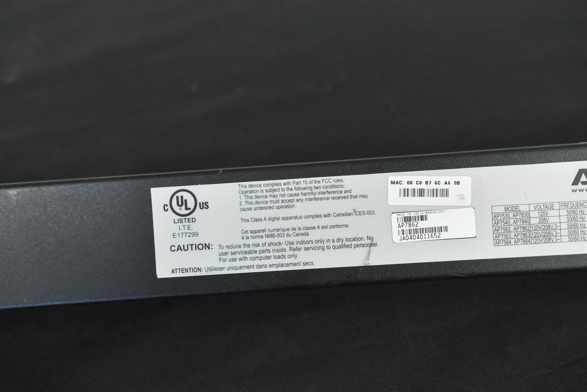 APC AP7862 Metered Rack PDU