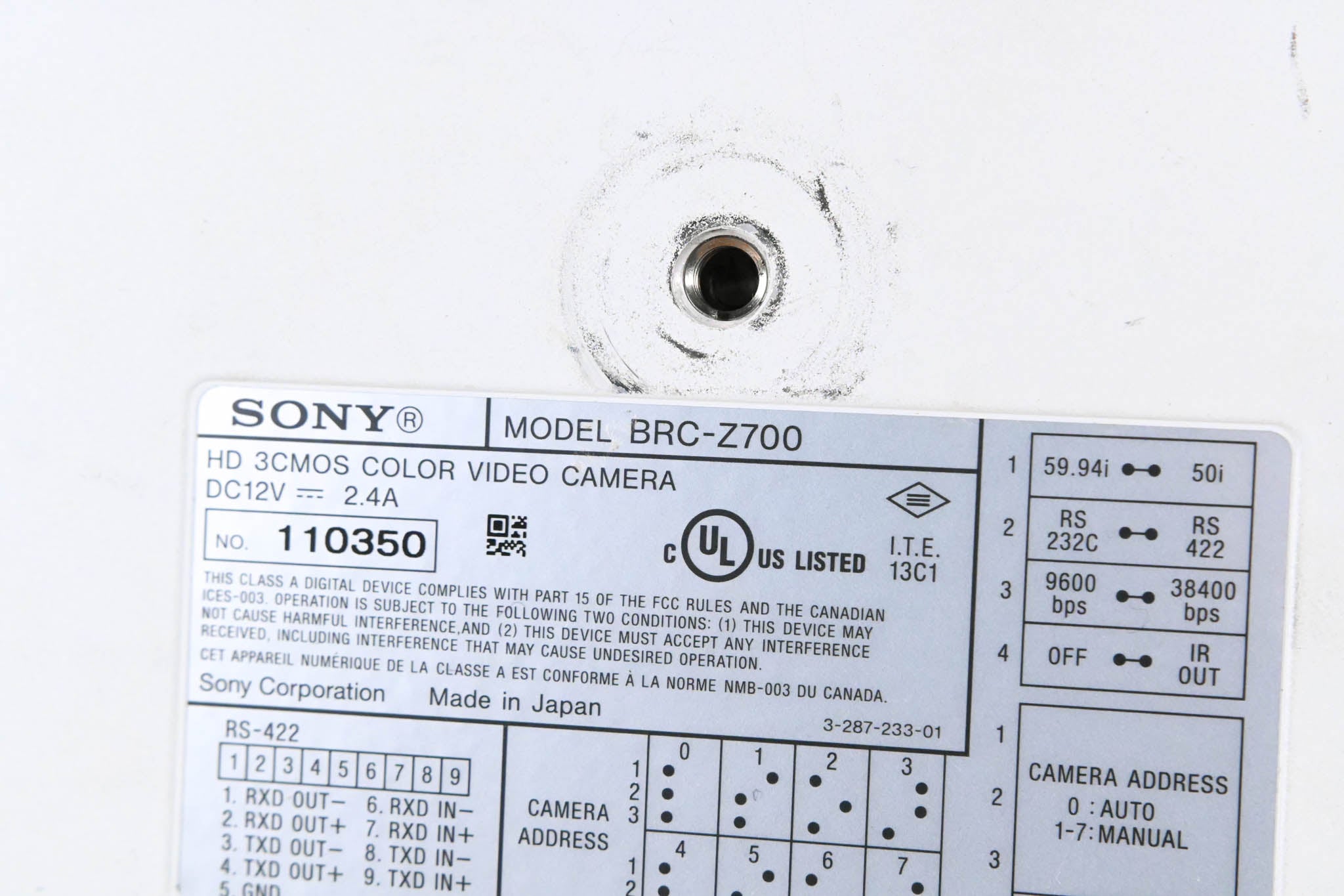 Sony BRC-Z700 HD PTZ Camera (NO POWER SUPPLY)