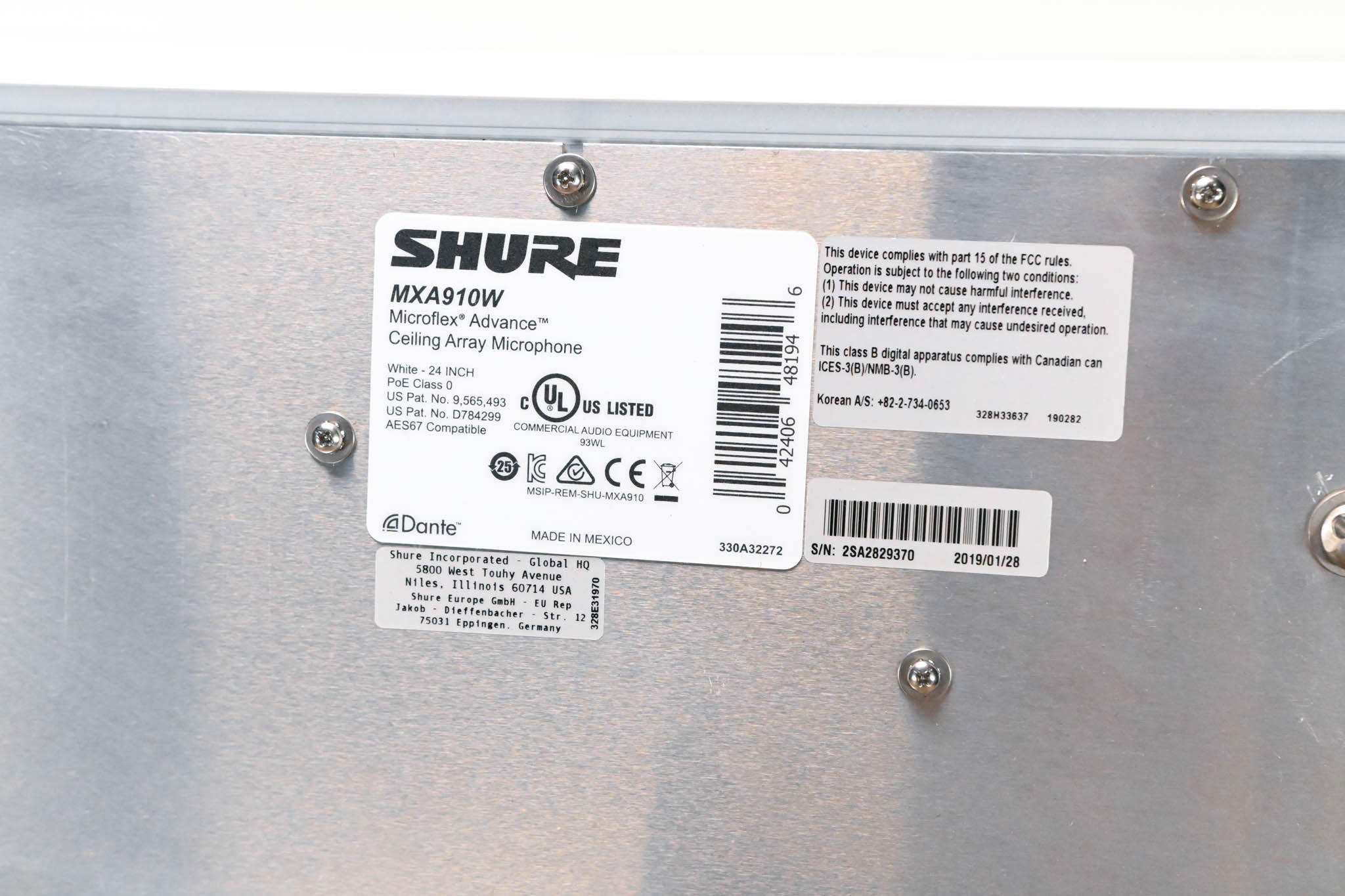 Shure MXA910W Ceiling Array Microphone