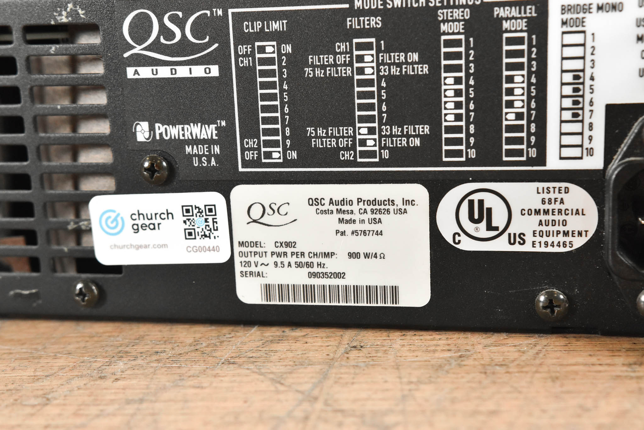 QSC CX902 2-Channel Power Amplifier