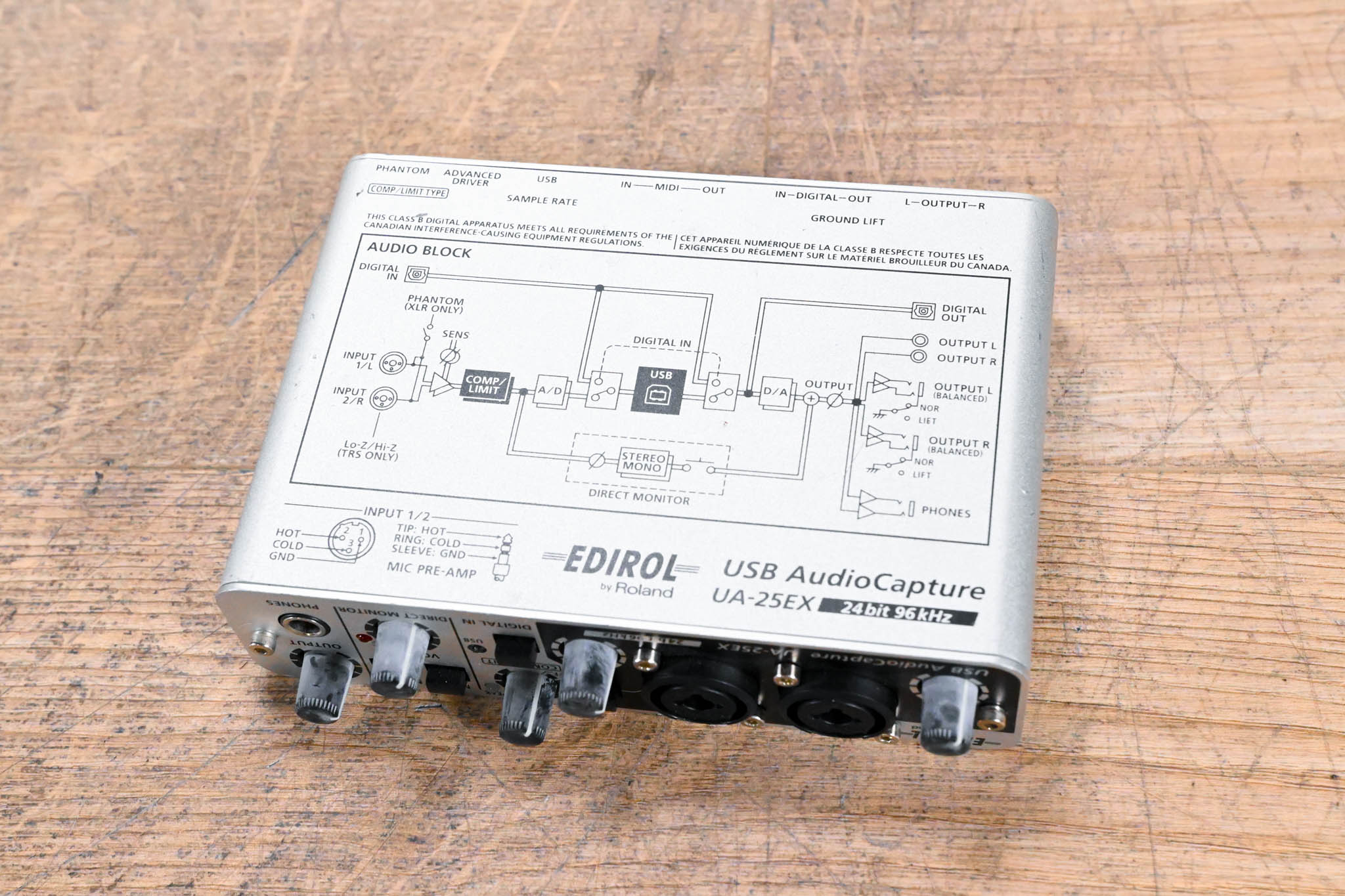 Roland Edirol UA-25EX 2 x 2 USB Audio & MIDI Interface (NO POWER SUPPLY)