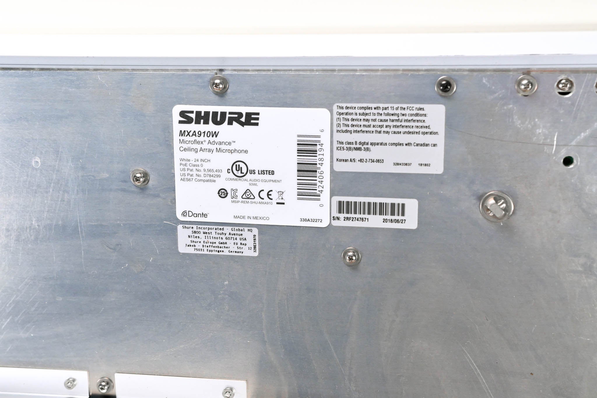 Shure MXA910W Ceiling Array Microphone