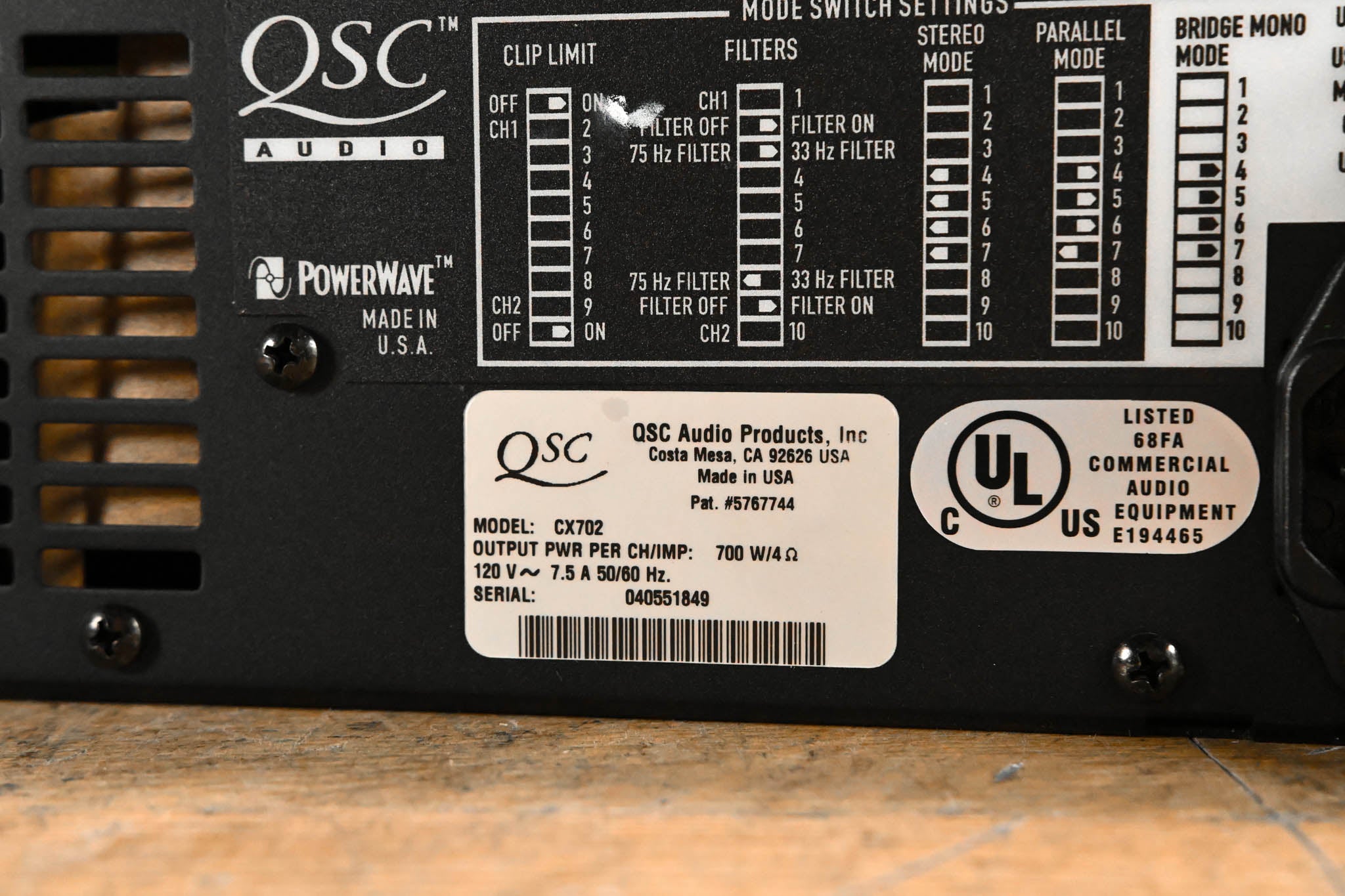 QSC CX702 2-Channel 700W Power Amplifier