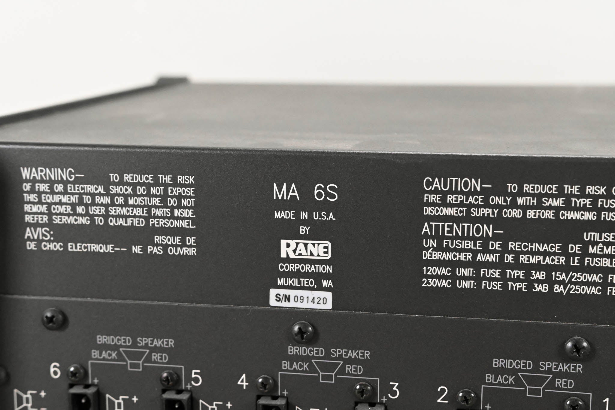 Rane MA 6S 6-Channel Power Amplifier