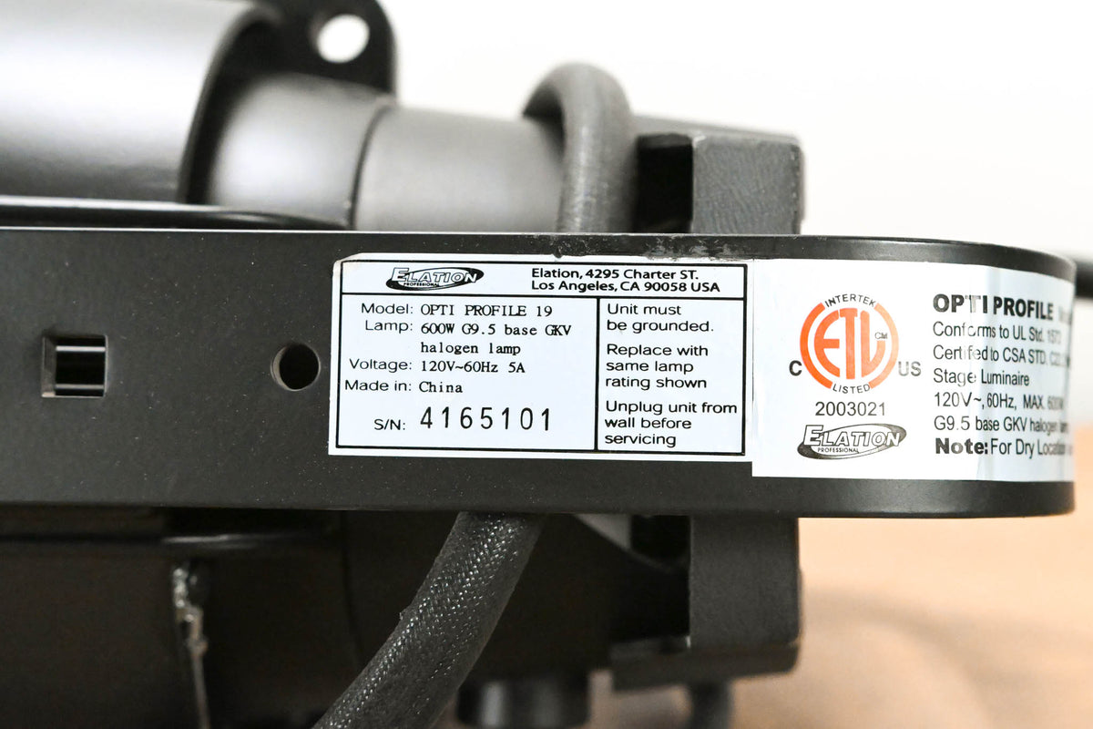 Elation Opti Profile 19 Degree Ellipsoidal Light - Black