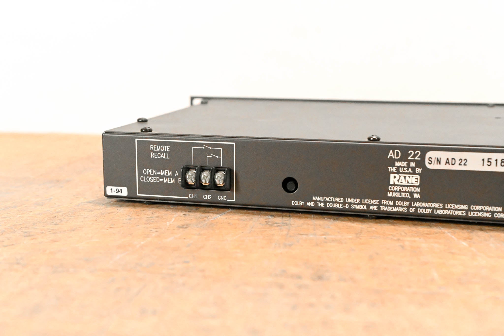Rane AD 22 2-Channel Audio Delay Unit (NO POWER SUPPLY)
