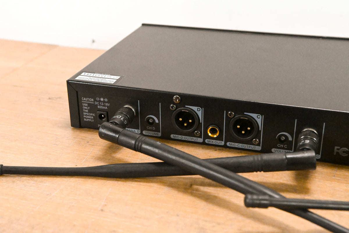 GTD Audio G-787 PLL Pro Wireless Mic Receiver w/ 4 Beltpacks (NO PSU)