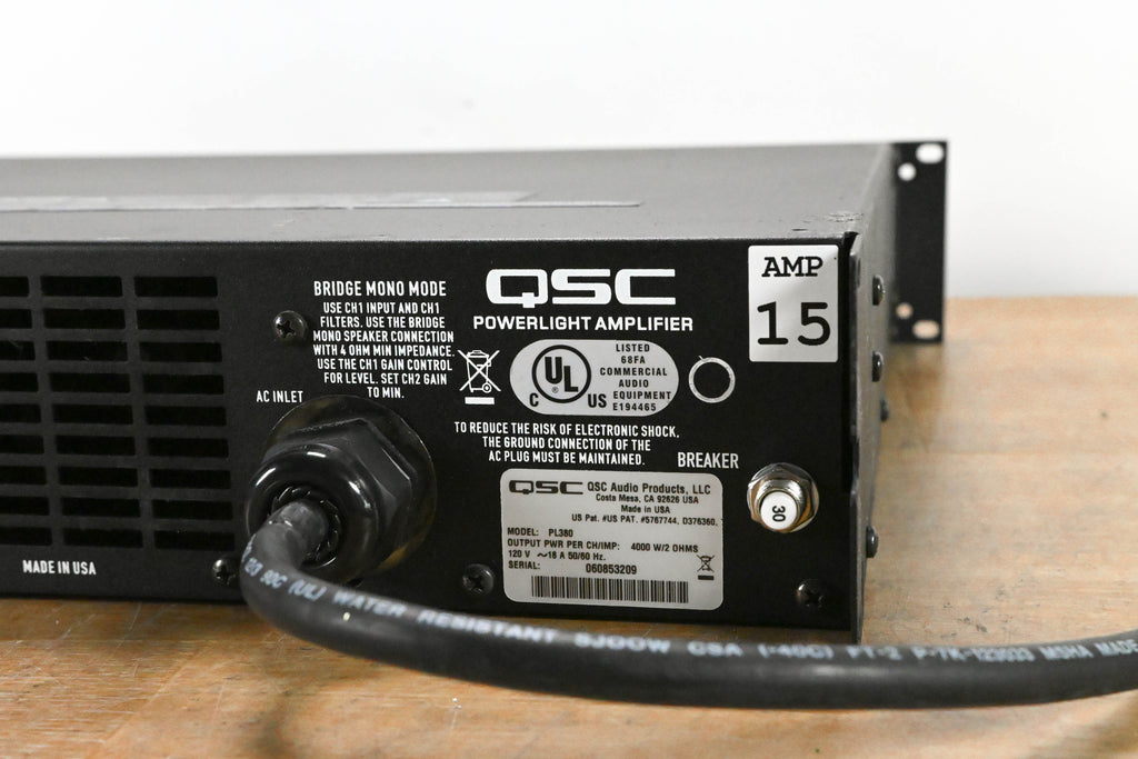 QSC PL380 Powerlight 3 Series 2-Channel Power Amplifier CG012GF