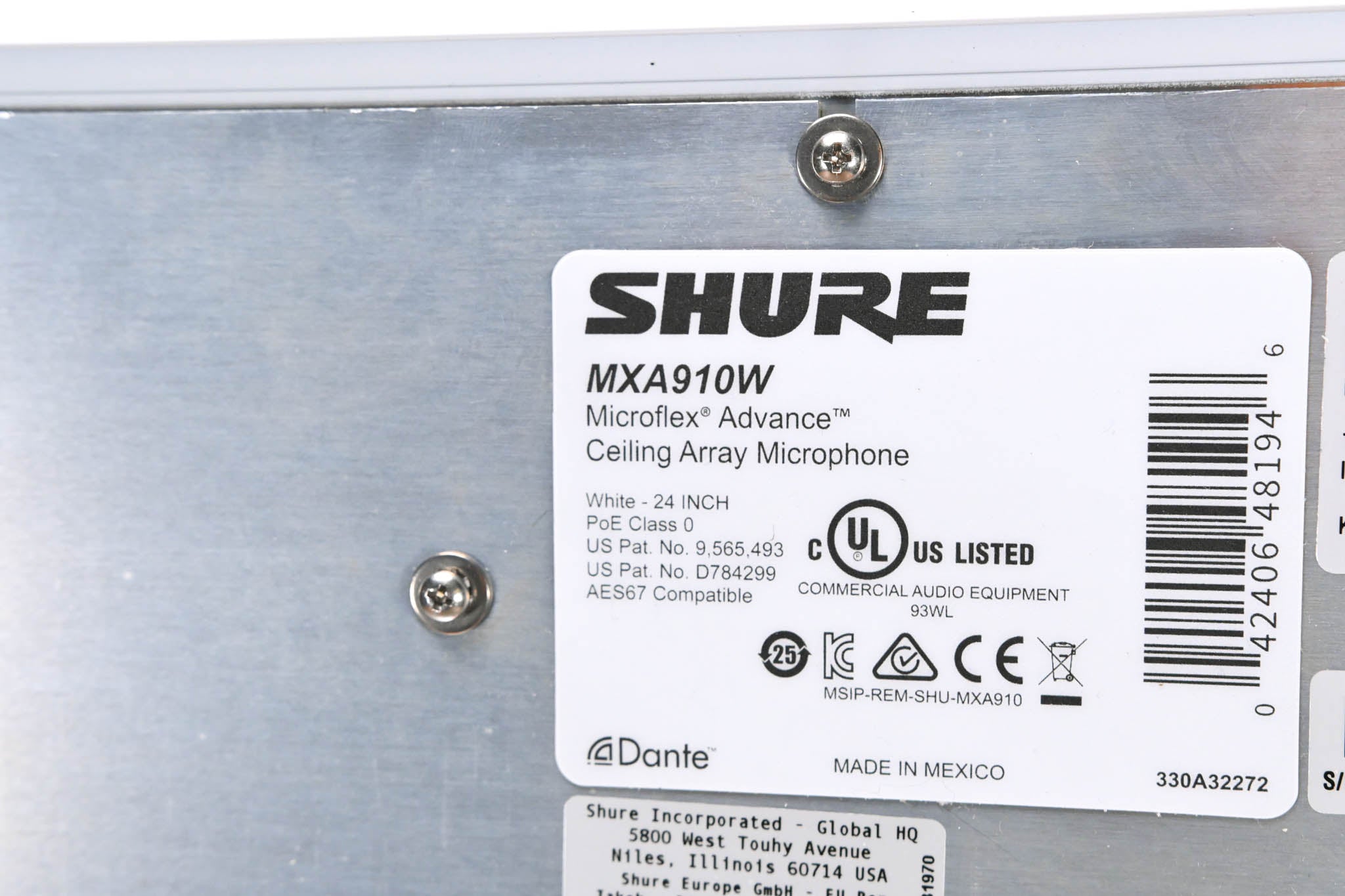 Shure MXA910W Ceiling Array Microphone