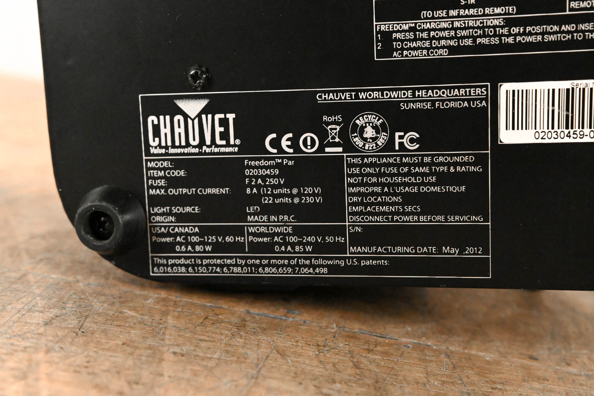 Chauvet Freedom Par RGBA Wireless LED Par