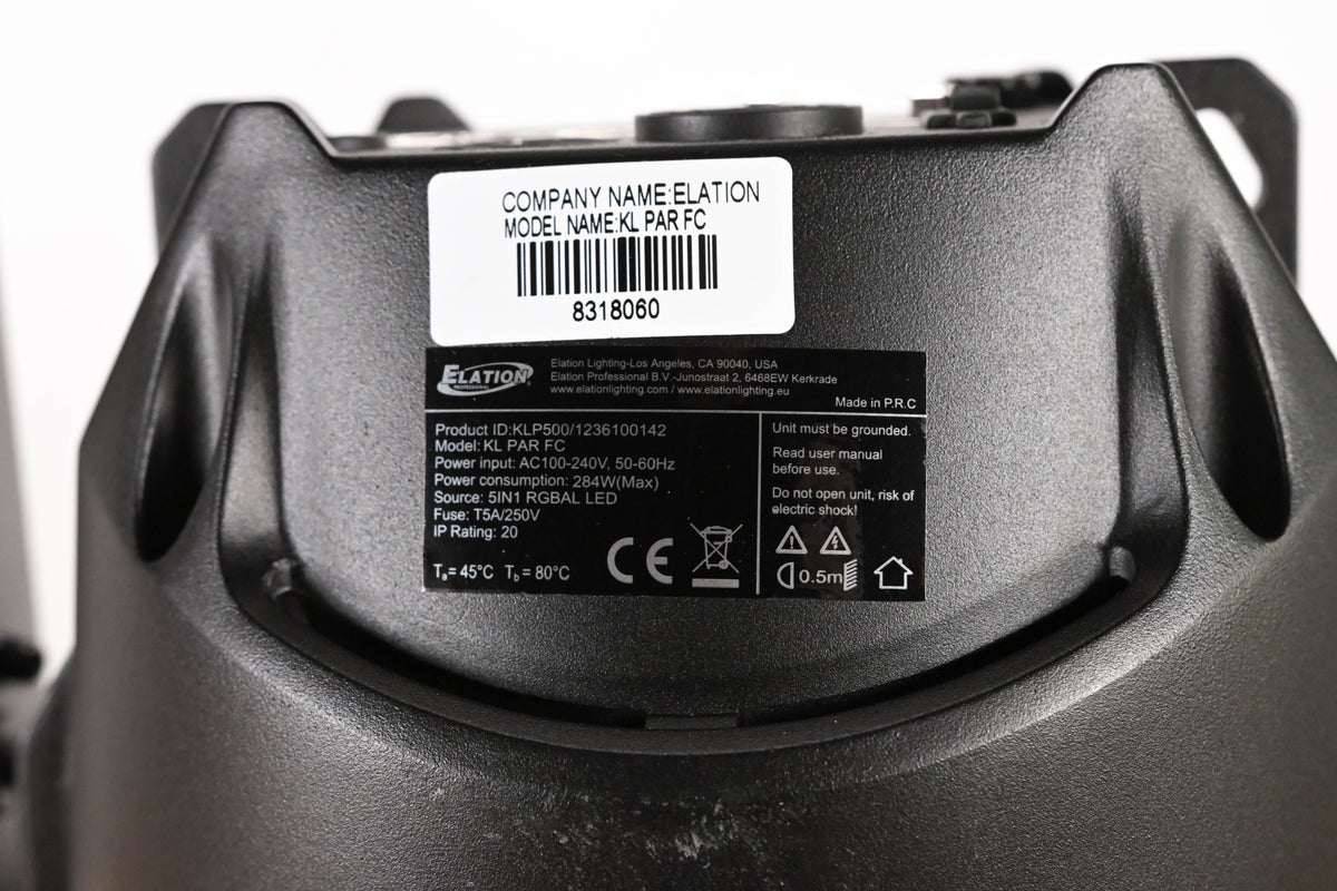 Elation KL PAR FC 280W RGBMA LED Par Wash Light - Black (NO POWER CABLE)