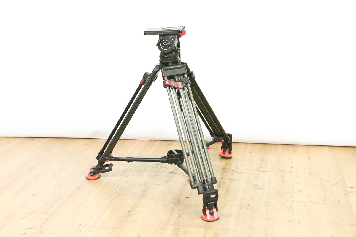 Sachtler DV-12 Fluid Head w/ Speed Lock CF Tripod & Mid-Level Spreader