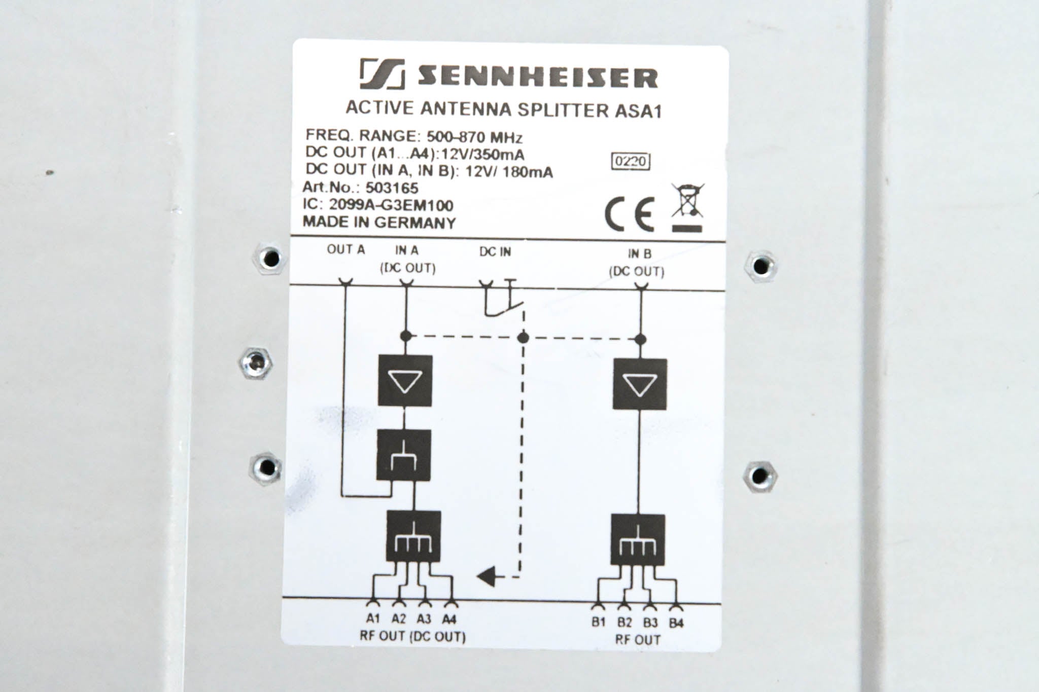 Sennheiser ASA 1 Active Antenna Splitter - 500-870 MHz (NO POWER SUPPLY)