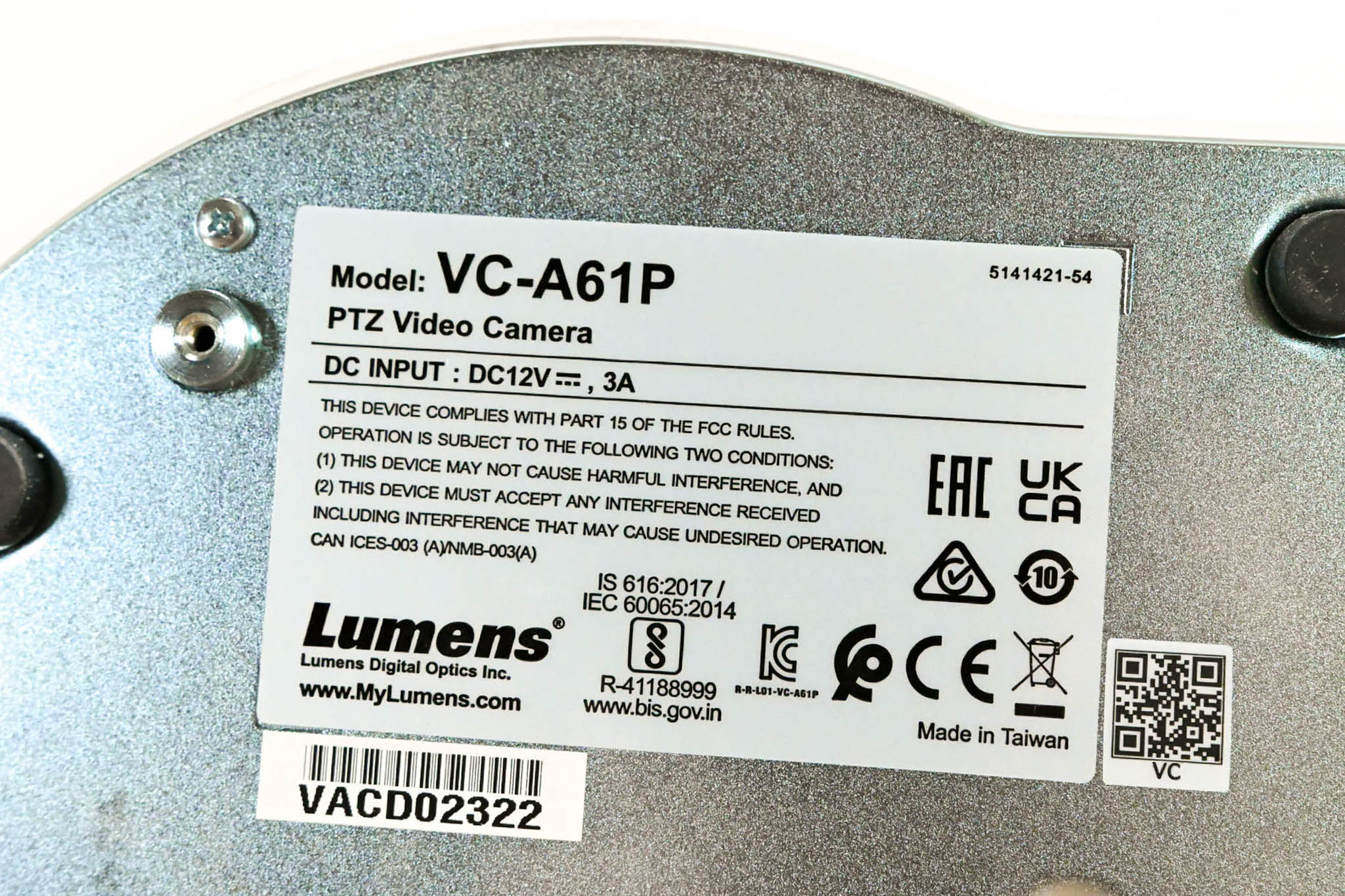Lumens VC-A61P 4K UHD 30fps IP PTZ Camera (NO POWER SUPPLY)