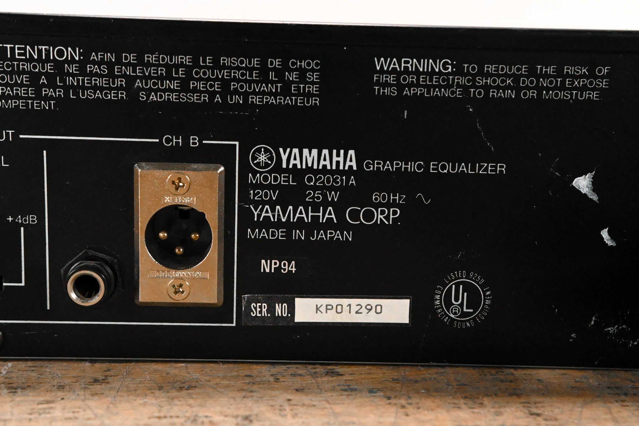 Yamaha Q2031A 2-Channel 31-Band Graphic Equalizer