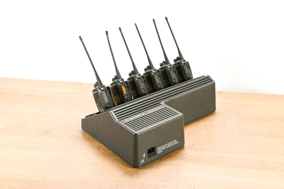 Motorola HT750 Portable Radio (Pack of 6) with 6-Bay Charging Station