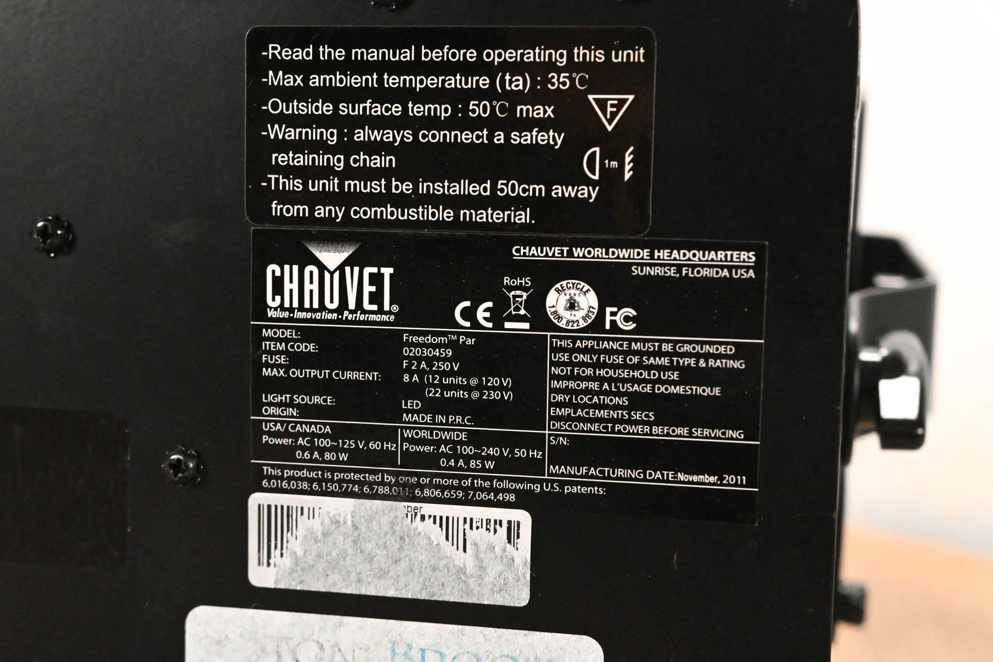 Chauvet Freedom Par RGBA Wireless LED Par