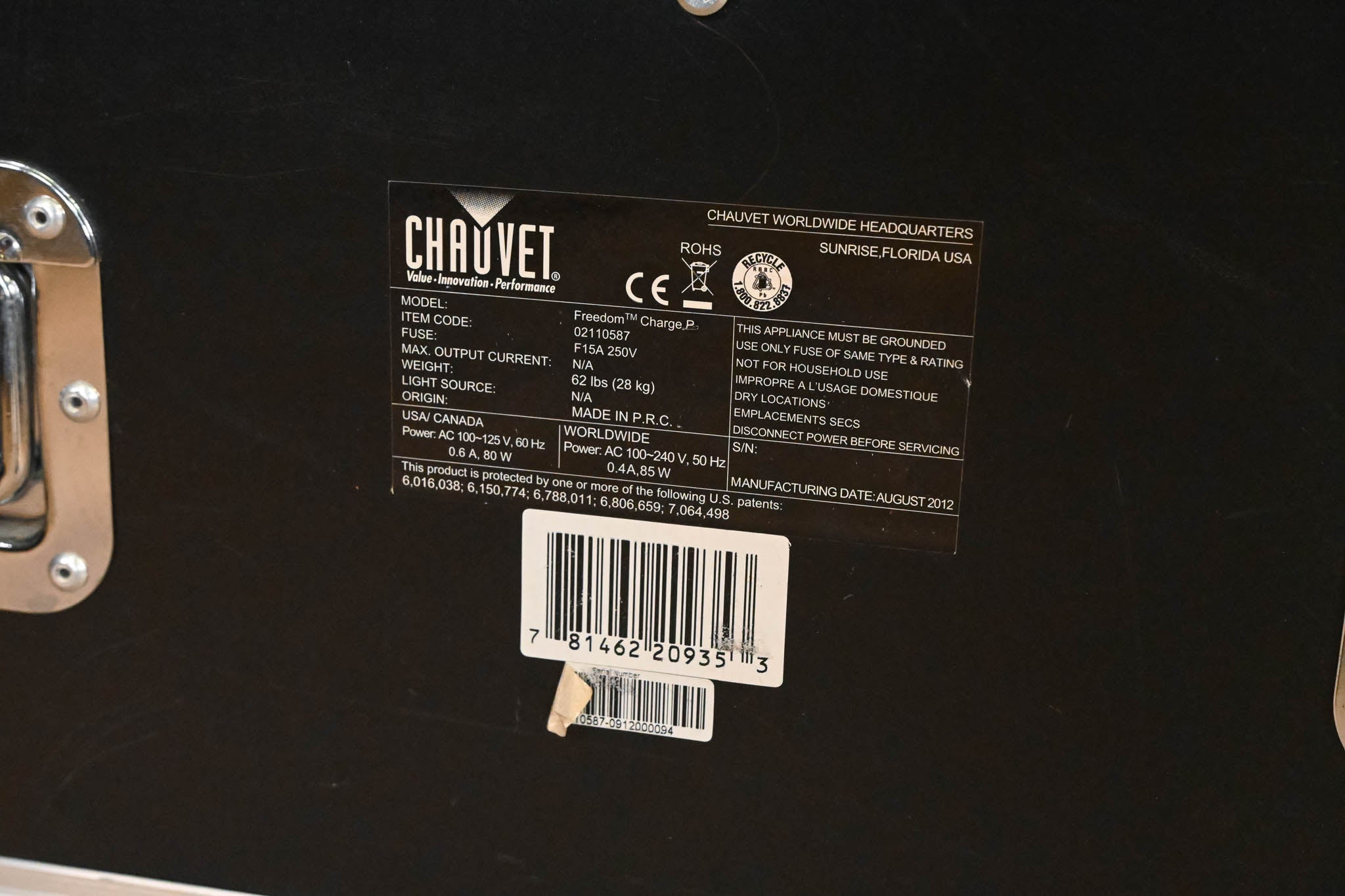 Chauvet Freedom Charge P Charging Case for Freedom Par Lighting Fixtures