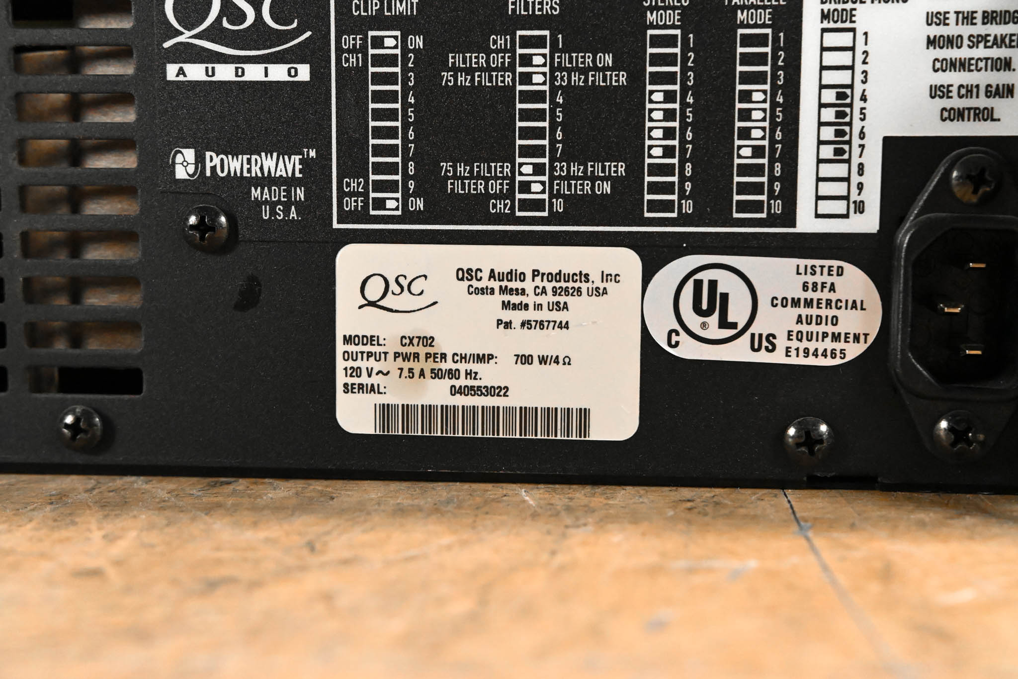 QSC CX702 2-Channel 700W Power Amplifier