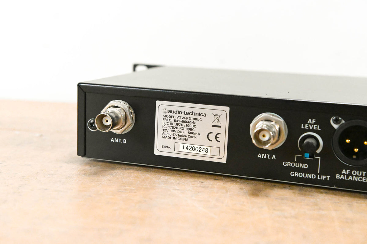 Audio-Technica ATW-R3100bC Receiver w/ ATW-T310bC Bodypack: 541-566 MHz