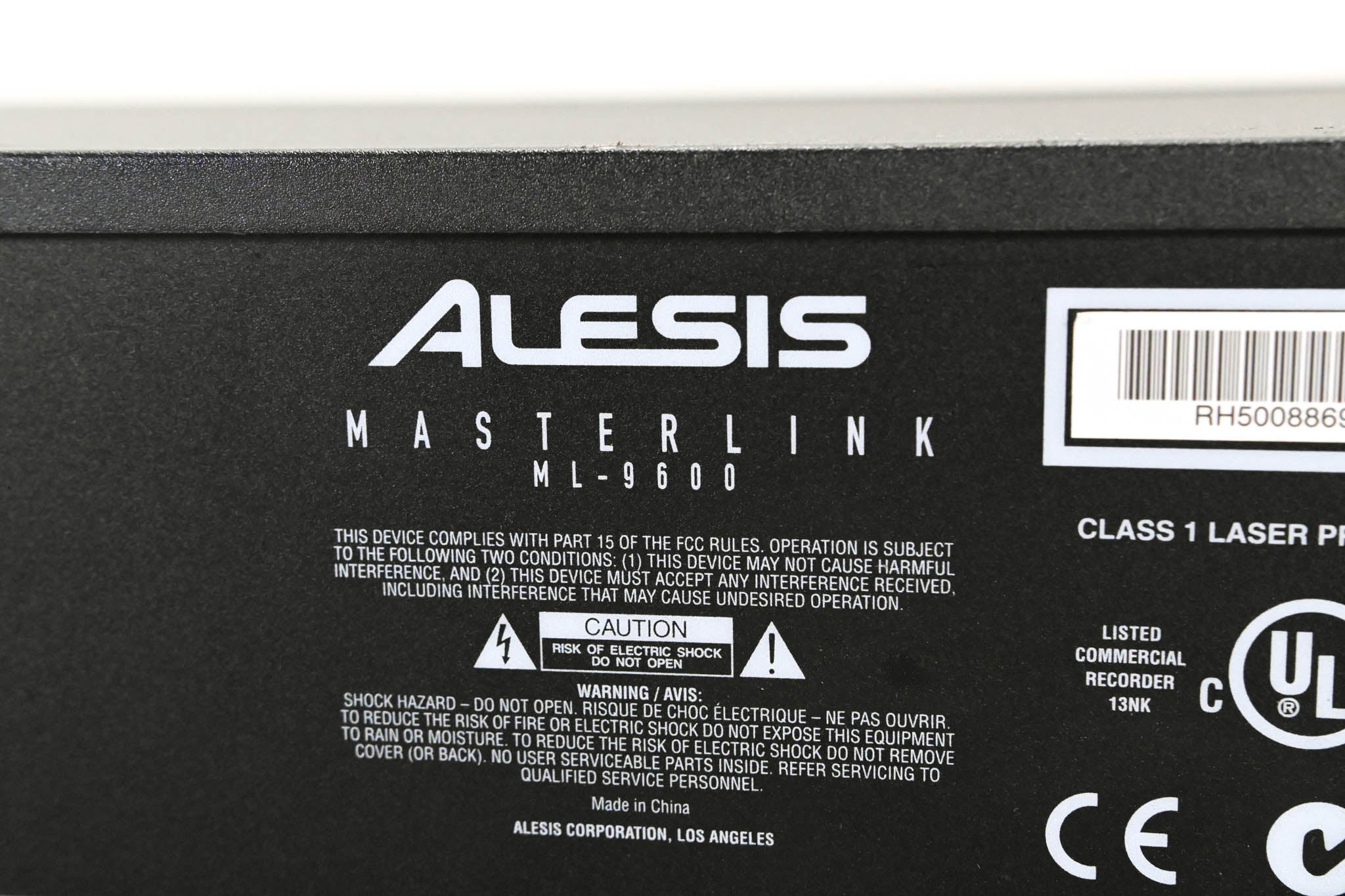 Alesis Masterlink ML-9600 Two-Track High-Resolution Master Disk Recorder