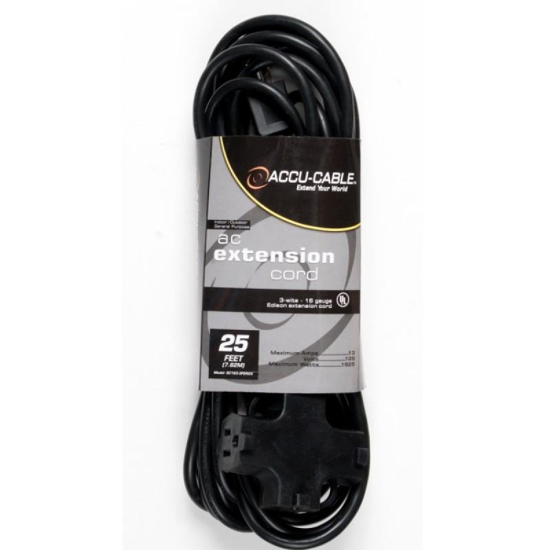 25' 3-Way AC Extension Cable - 16 Gauge