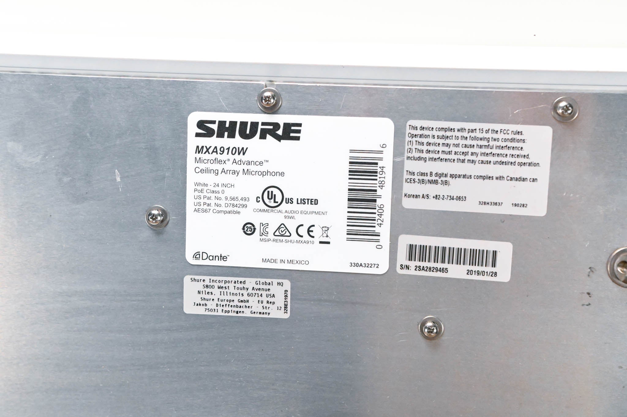 Shure MXA910W Ceiling Array Microphone