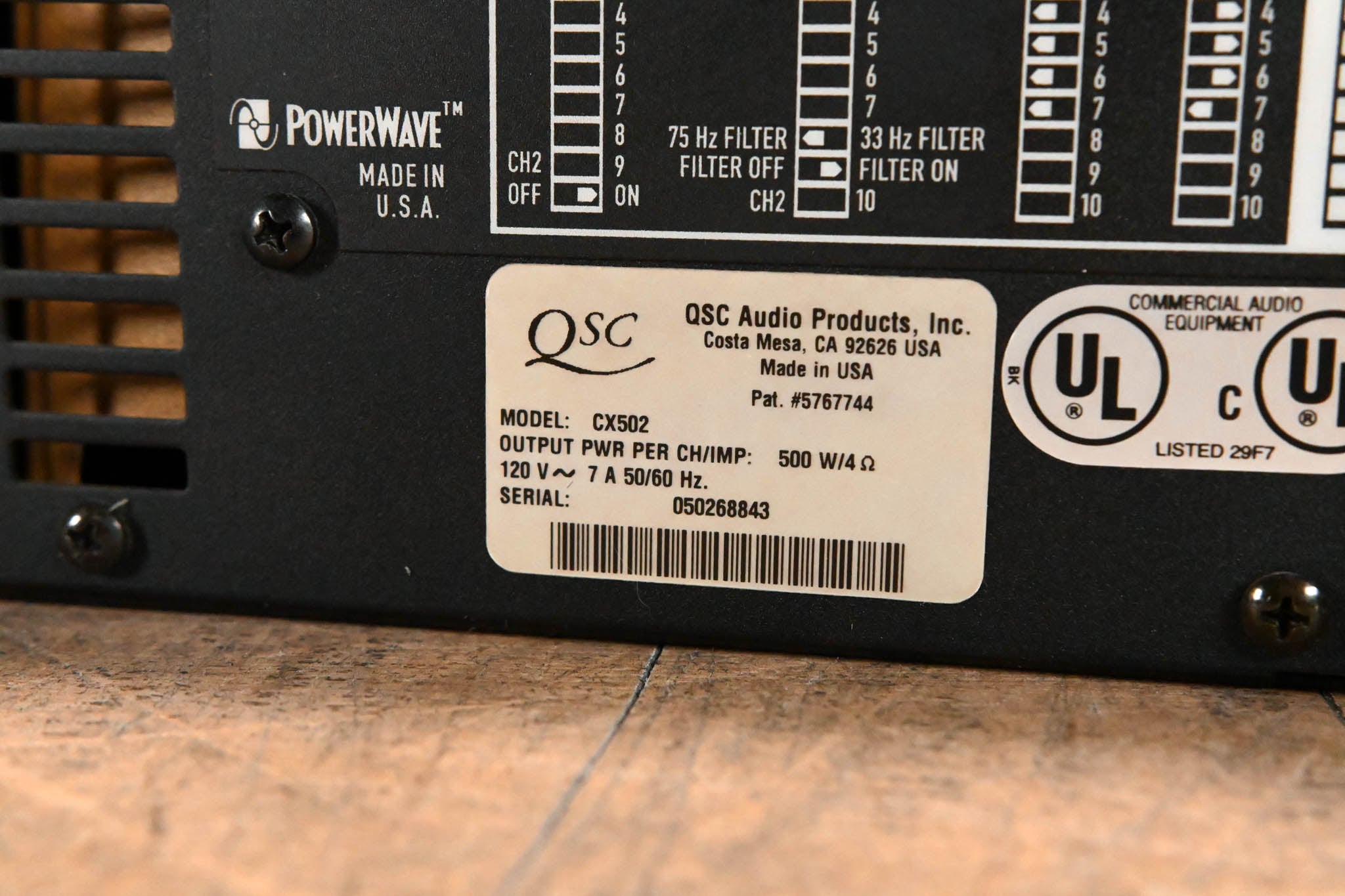 QSC CX502 2-Channel Power Amplifier