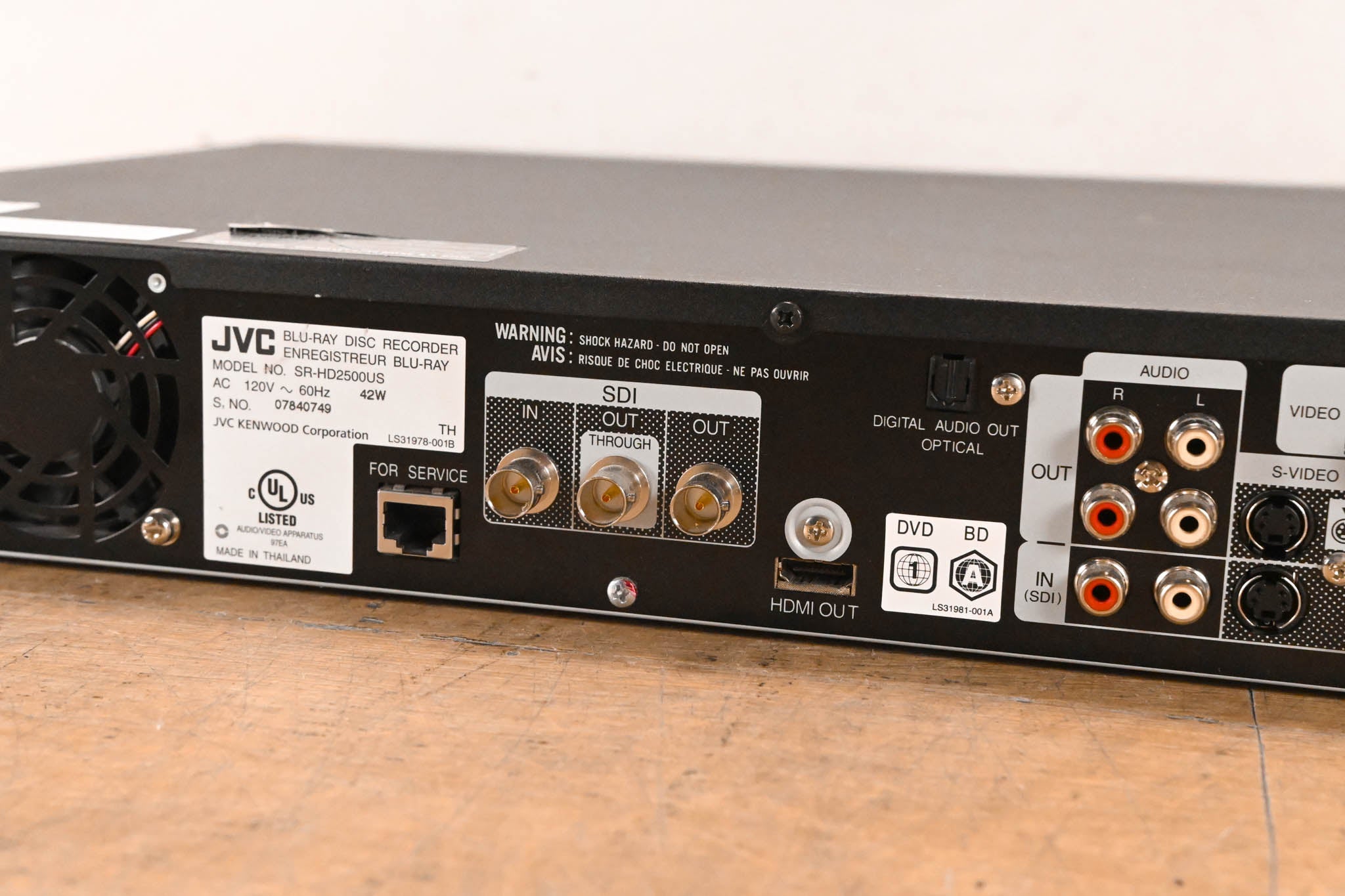 JVC SR-HD2500US Blu-Ray Disc & HDD Recorder with HD-SDI