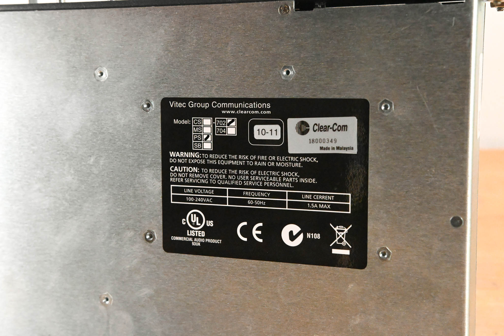 Clear-Com PS-702 2-Channel Intercom Power Supply