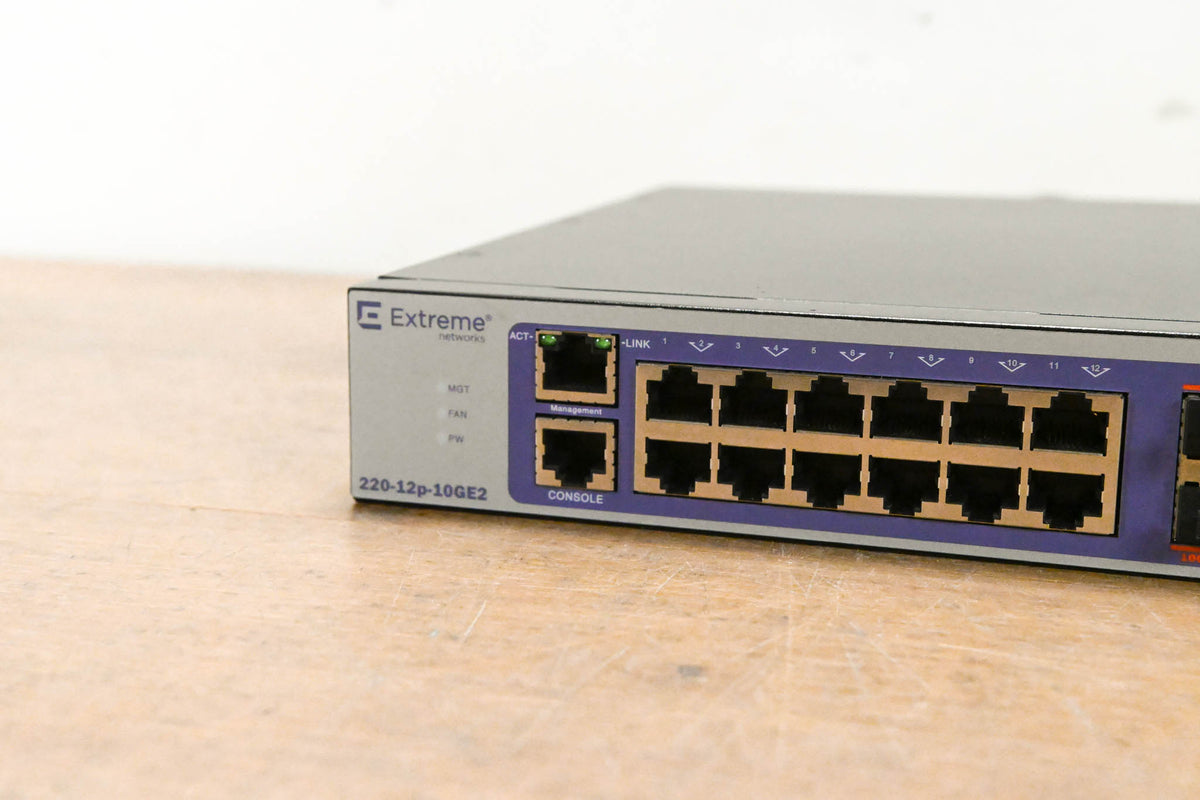 Extreme Networks 220-12P-10GE2 12-Port PoE+ 10 Gigabit Ethernet Switch