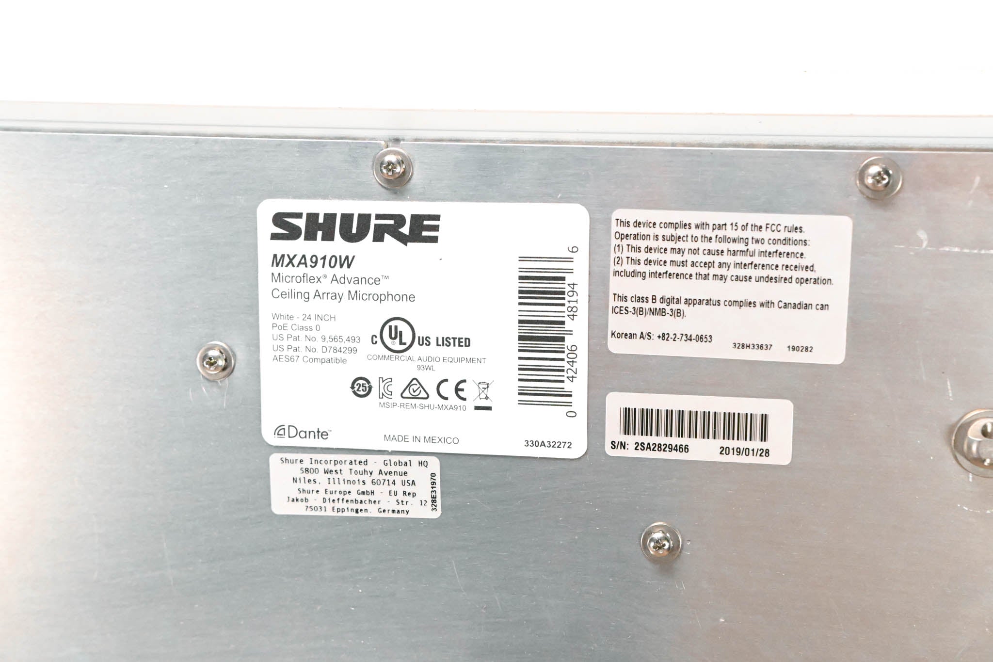 Shure MXA910W Ceiling Array Microphone