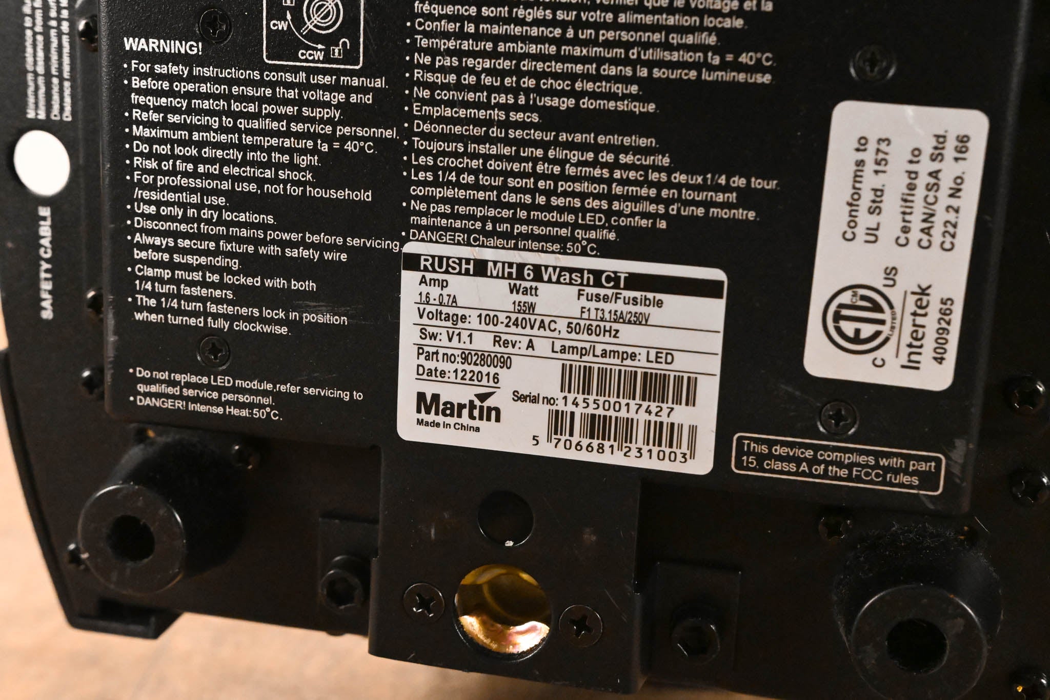 Martin Lighting Rush MH 6 Wash CT Single Lens Moving Head Wash Light