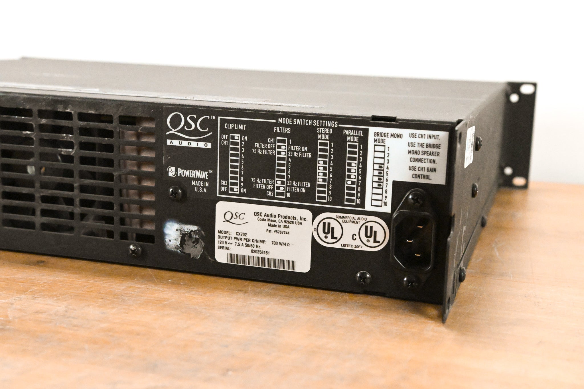 QSC CX702 2-Channel 700W Power Amplifier
