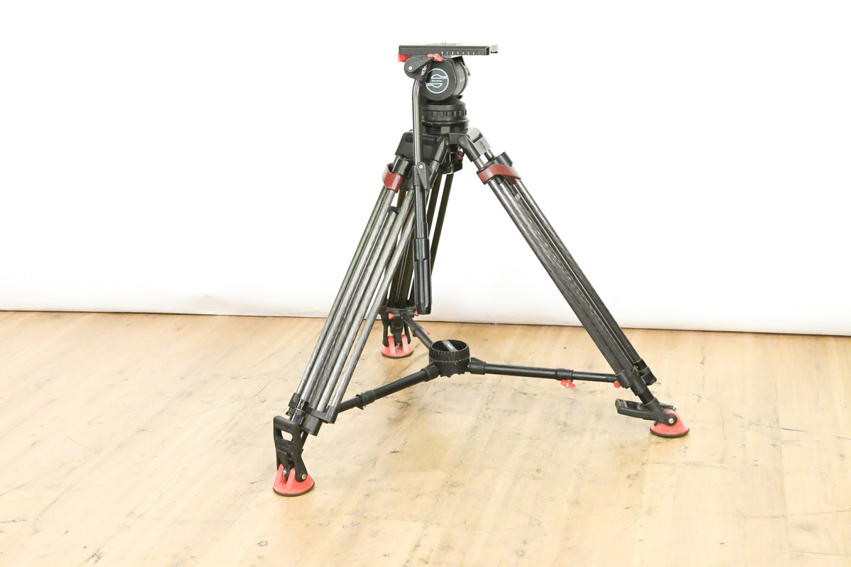 Sachtler DV-12 Fluid Head w/ Speed Lock CF Tripod & Mid-Level Spreader