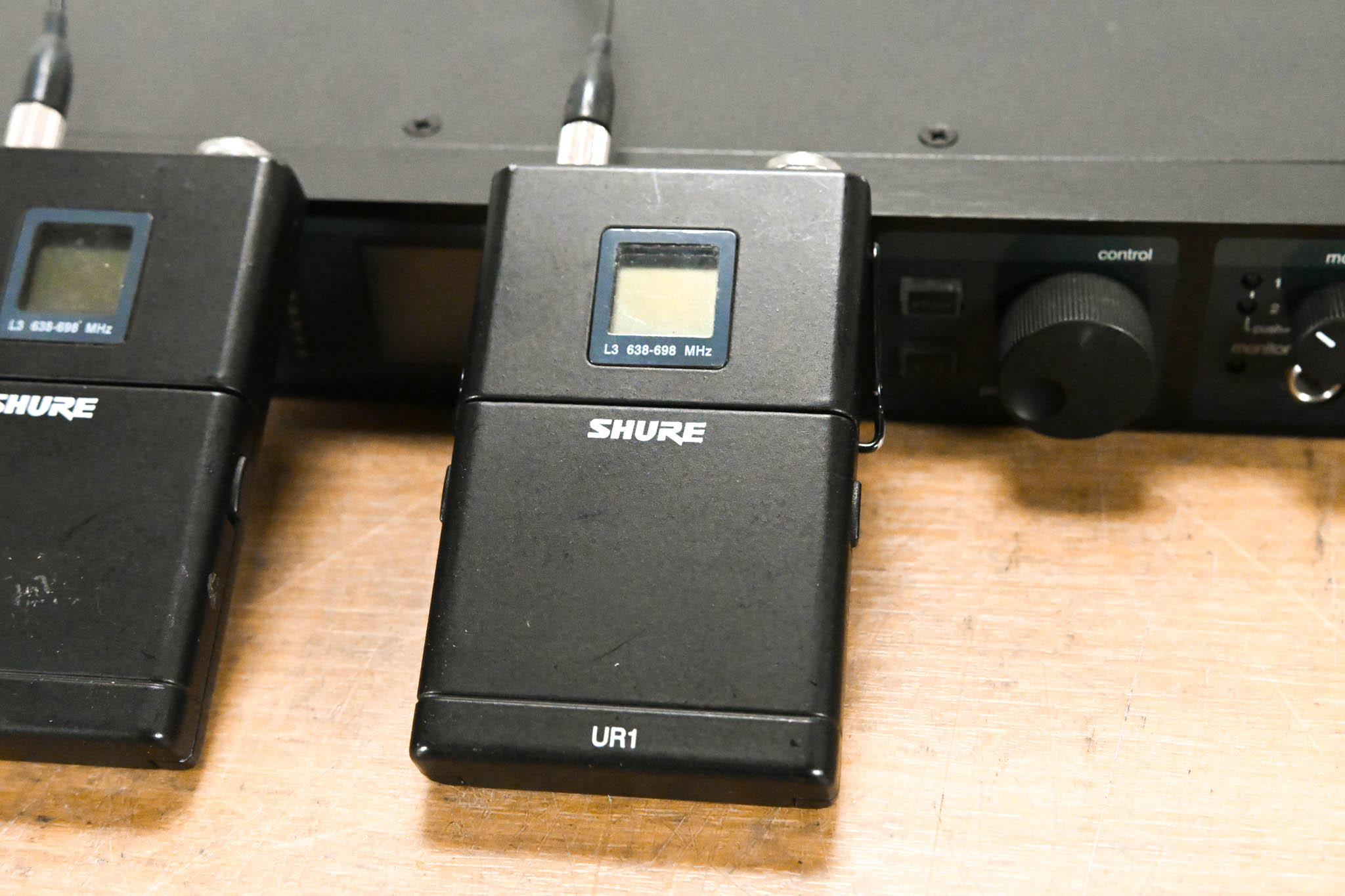 Shure UR4D Wireless Receiver w/ two UR1 Belt Packs - L3 Band
