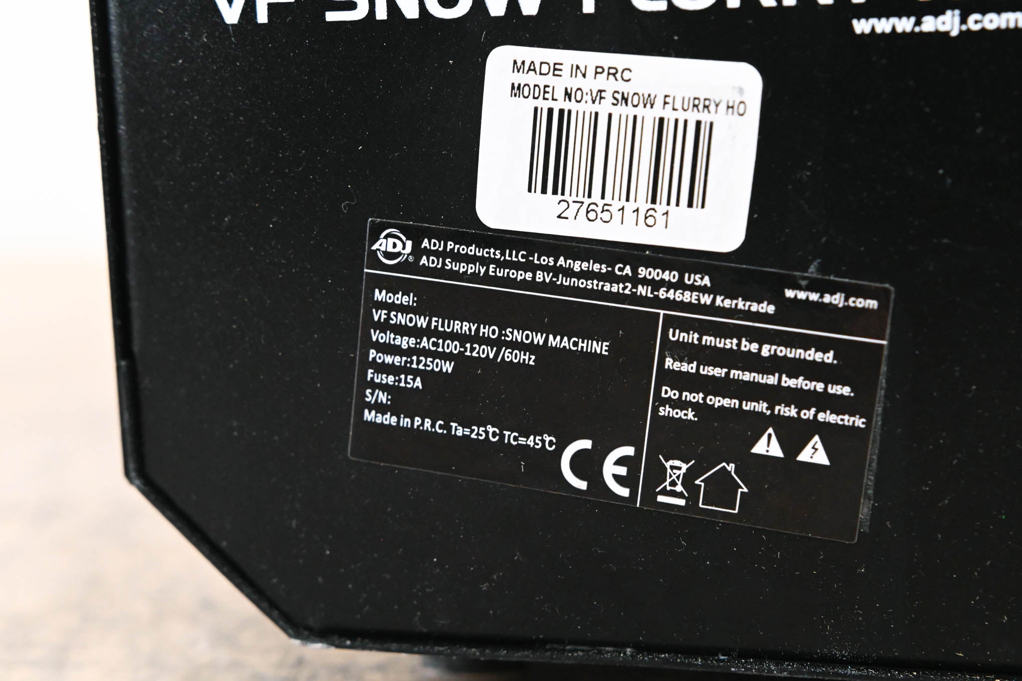 ADJ VF Snow Flurry HO 1250W Snow Machine