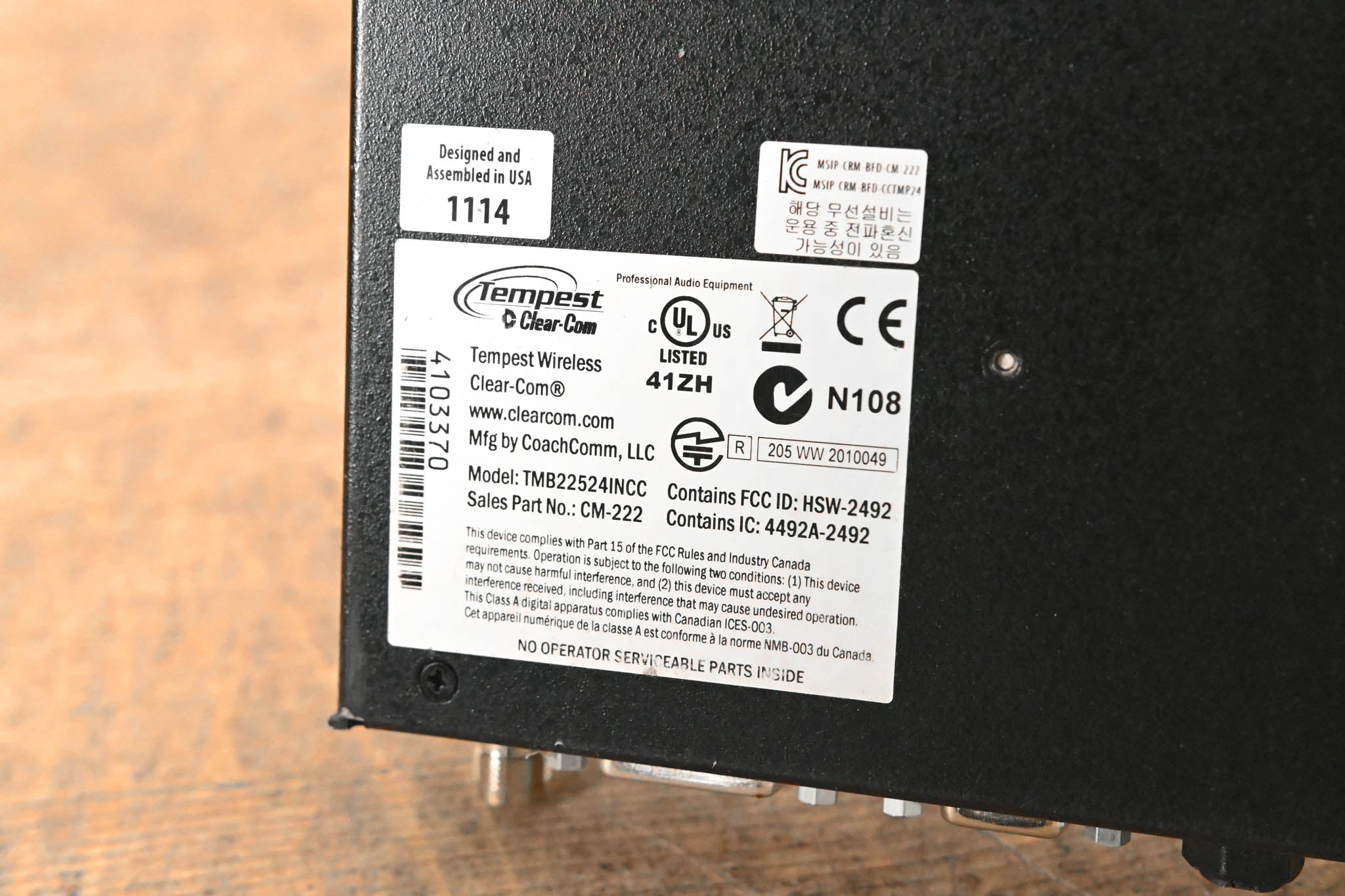 Clear-Com CM-222 Tempest 2.4 GHz 2-Channel Base Station