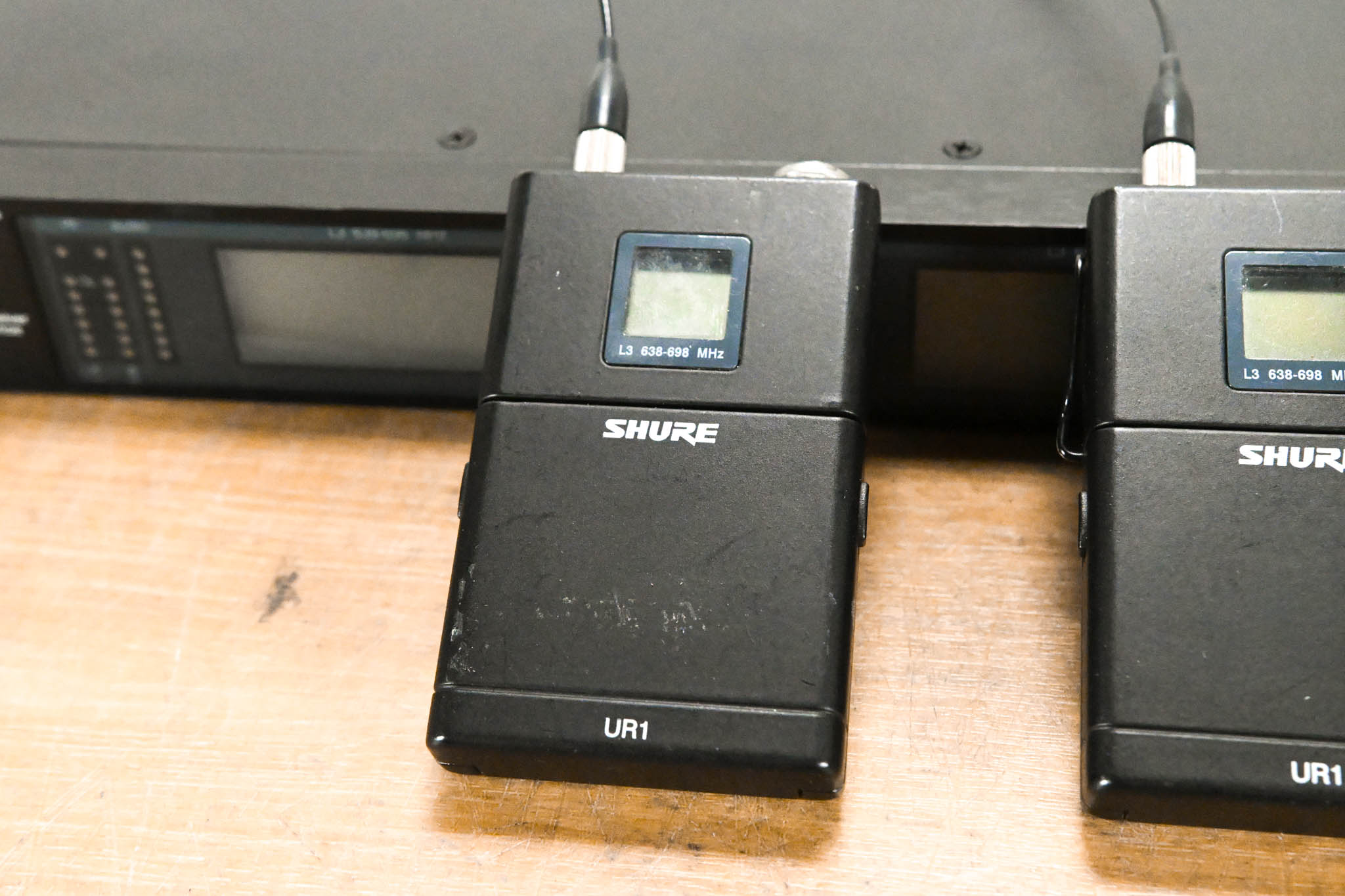 Shure UR4D Wireless Receiver w/ two UR1 Belt Packs - L3 Band