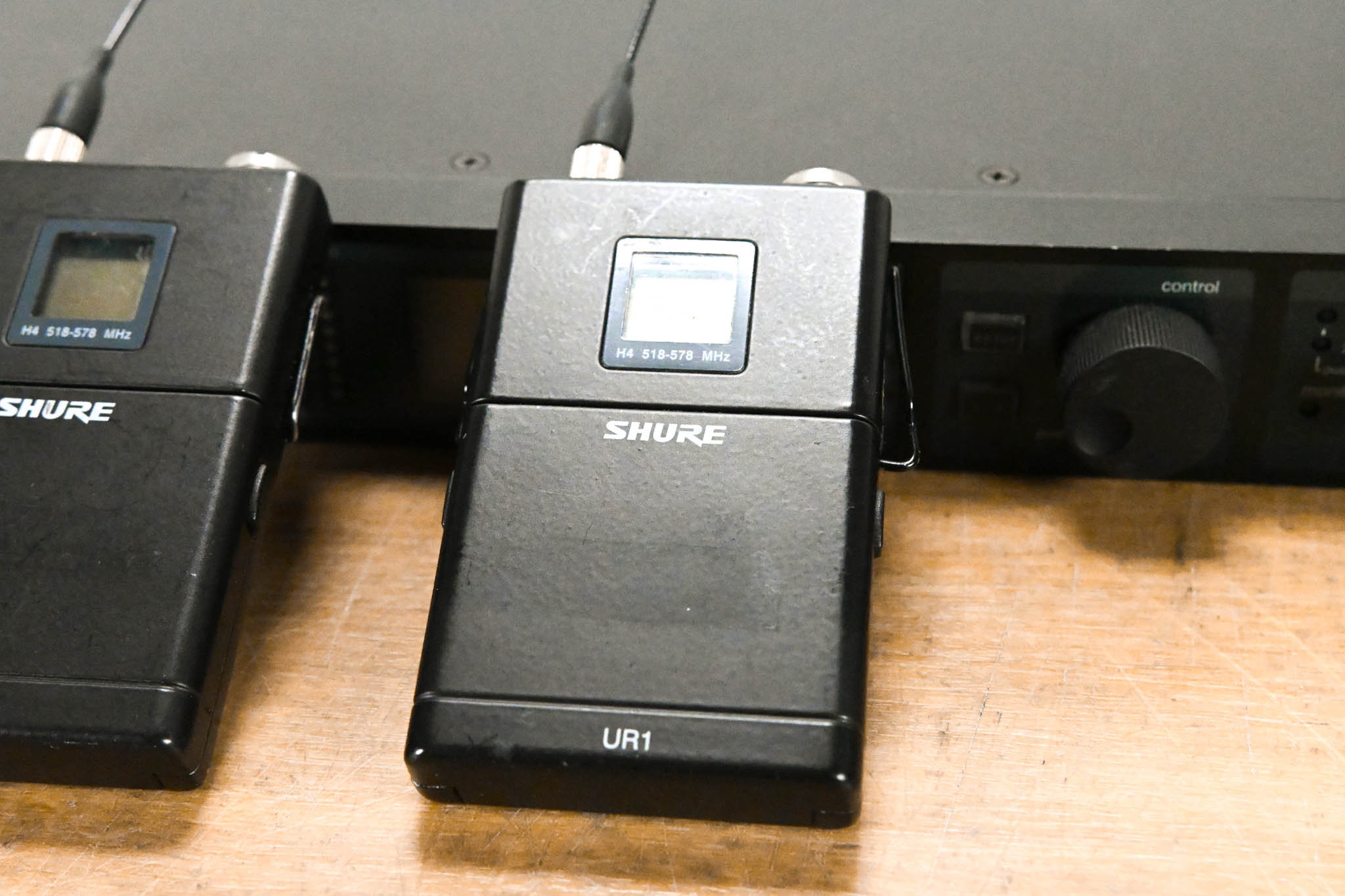 Shure UR4D Wireless Receiver w/ two UR1 Bodypack Transmitters - H4 Band