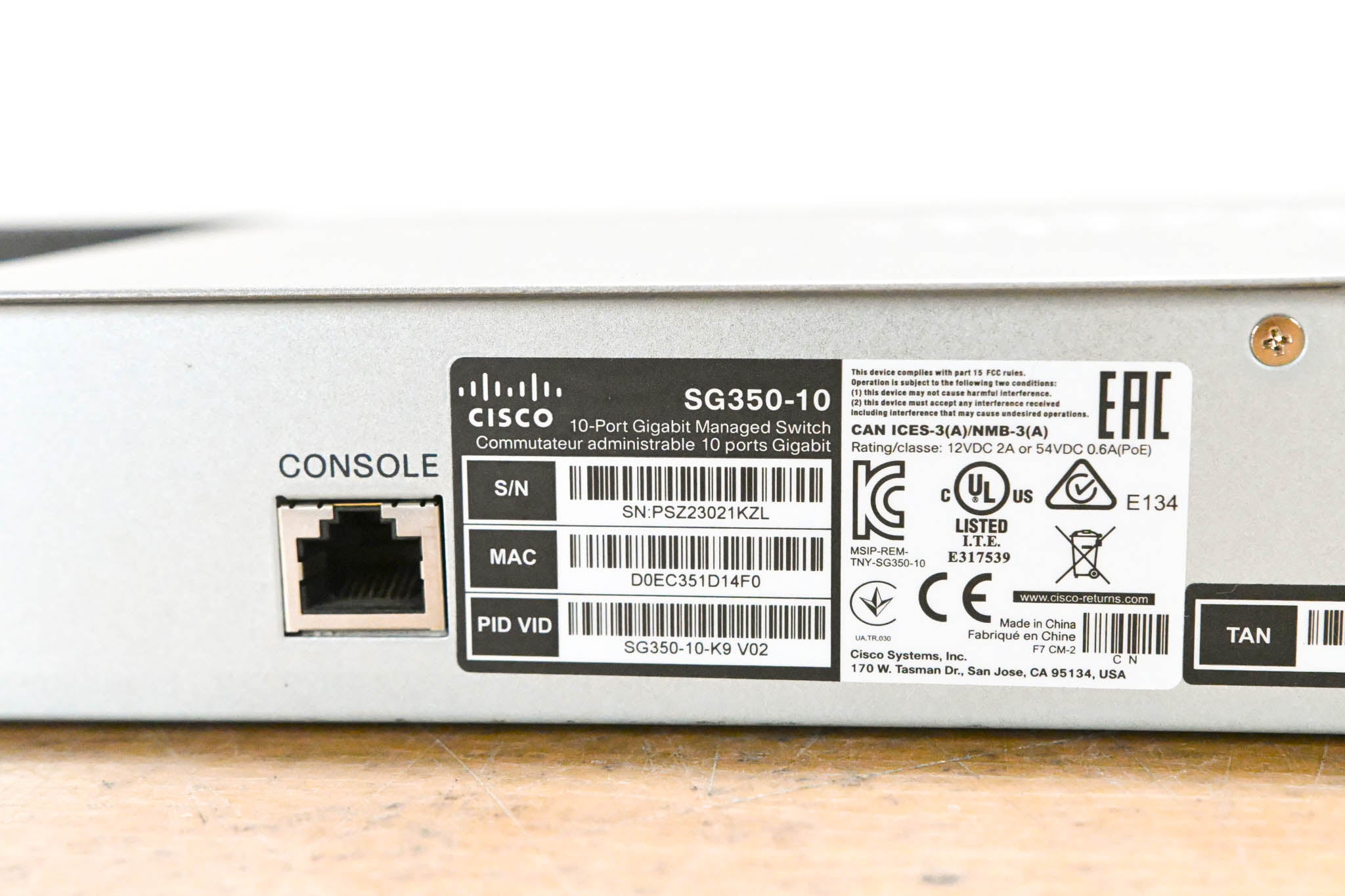 Cisco SG350-10 10-Port Gigabit Managed Switch (NO POWER SUPPLY)