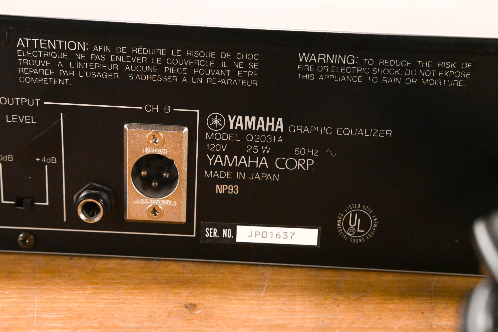 Yamaha Q2031A 2-Channel 31-Band Graphic Equalizer