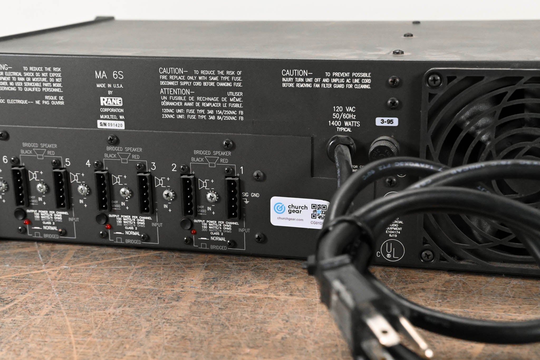 Rane MA 6S 6-Channel Power Amplifier