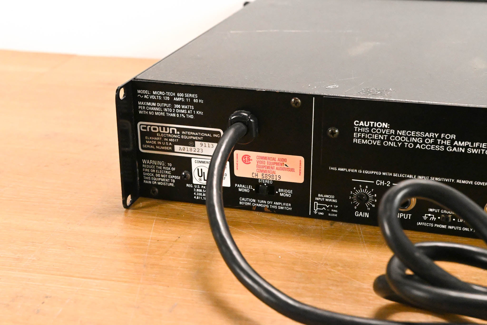 Crown Micro-Tech 600 2-Channel Power Amplifier CG01YXS