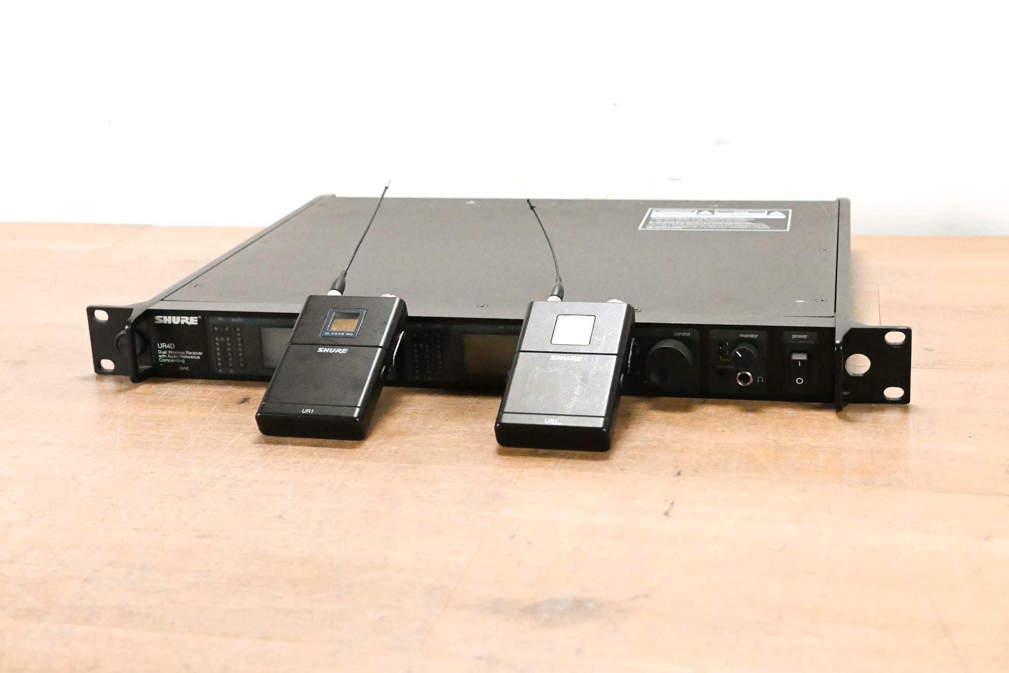 Shure UR4D Wireless Receiver w/ two UR1 Bodypack Transmitters - H4 Band