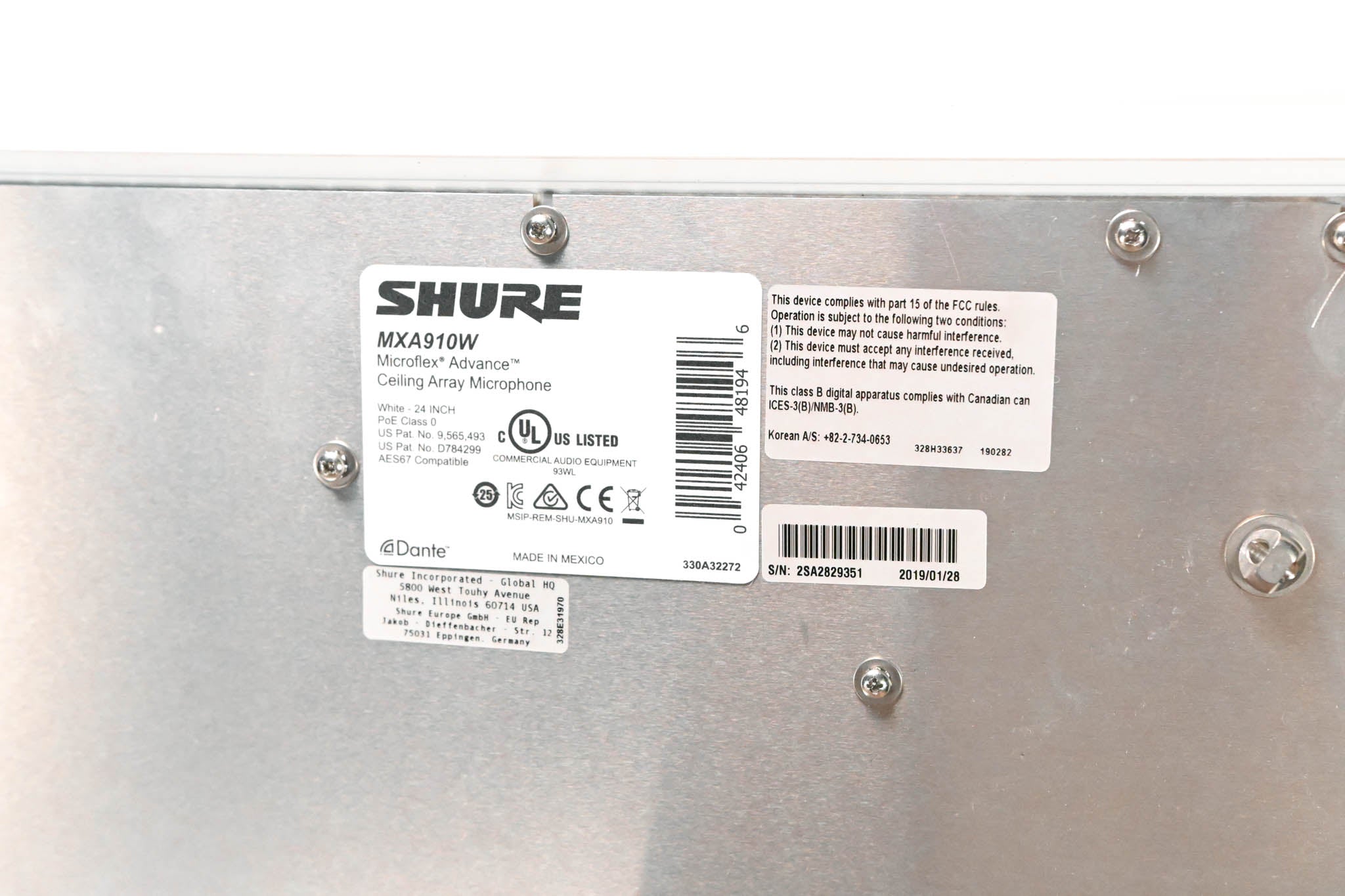 Shure MXA910W Ceiling Array Microphone